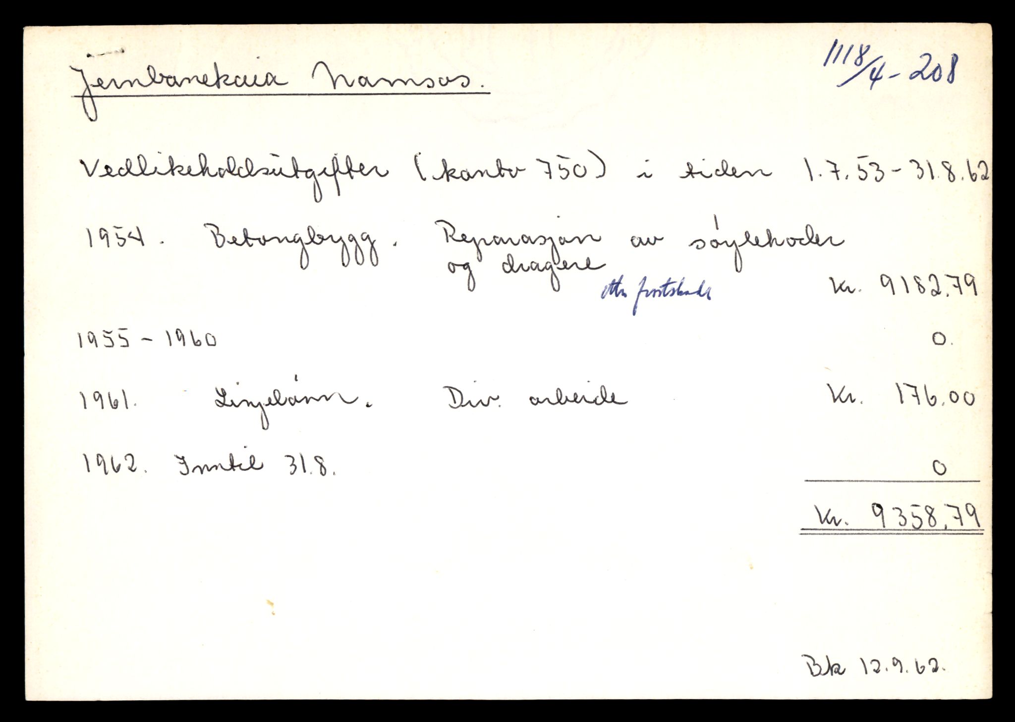 Norges statsbaner (NSB) - Trondheim distrikt, SAT/A-6436/0002/Dd/L0819: --, 1936-1990, p. 1093