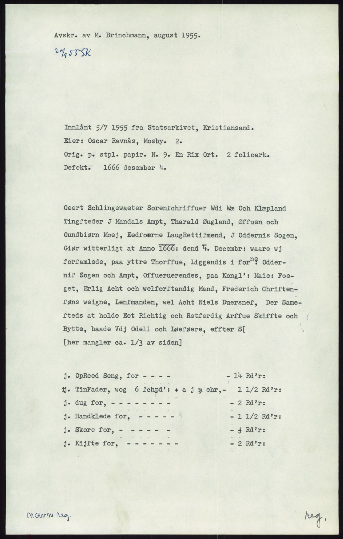 Samlinger til kildeutgivelse, Diplomavskriftsamlingen, AV/RA-EA-4053/H/Ha, p. 2320