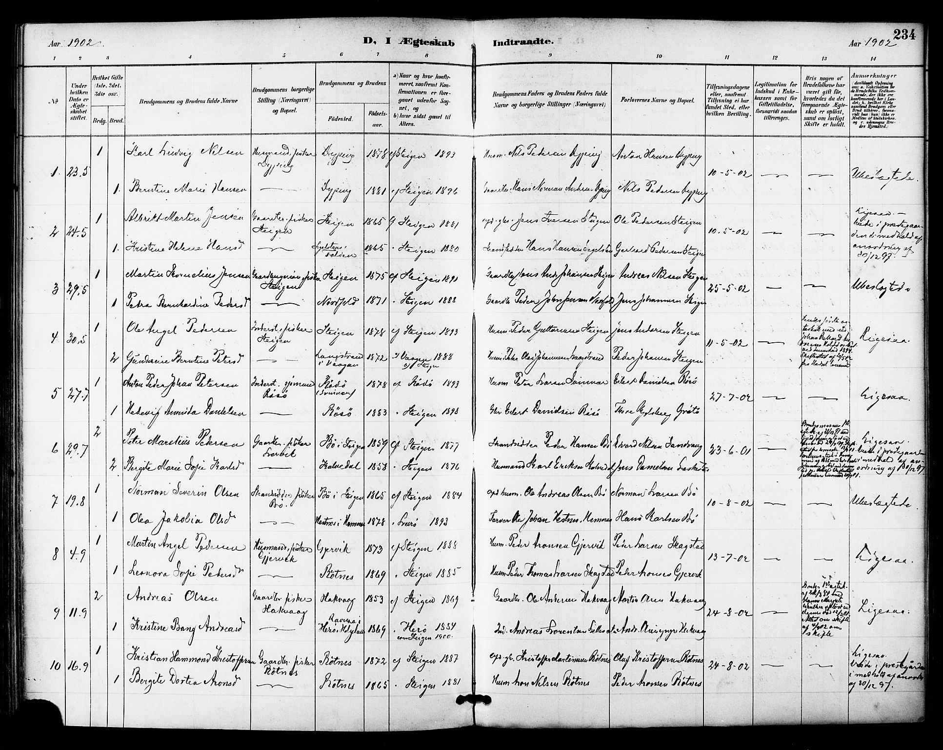 Ministerialprotokoller, klokkerbøker og fødselsregistre - Nordland, AV/SAT-A-1459/855/L0803: Parish register (official) no. 855A11, 1887-1905, p. 234