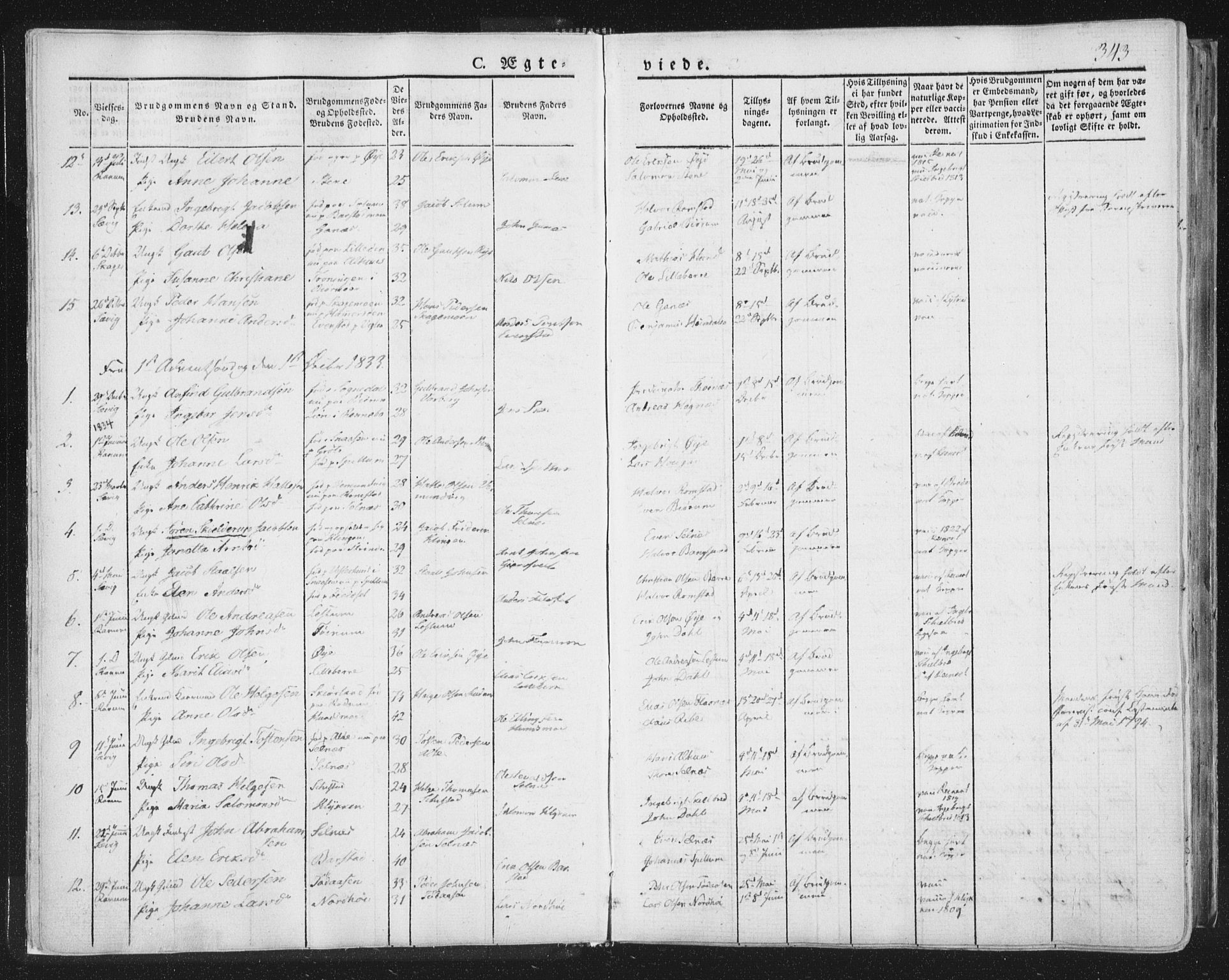 Ministerialprotokoller, klokkerbøker og fødselsregistre - Nord-Trøndelag, SAT/A-1458/764/L0552: Parish register (official) no. 764A07b, 1824-1865, p. 343