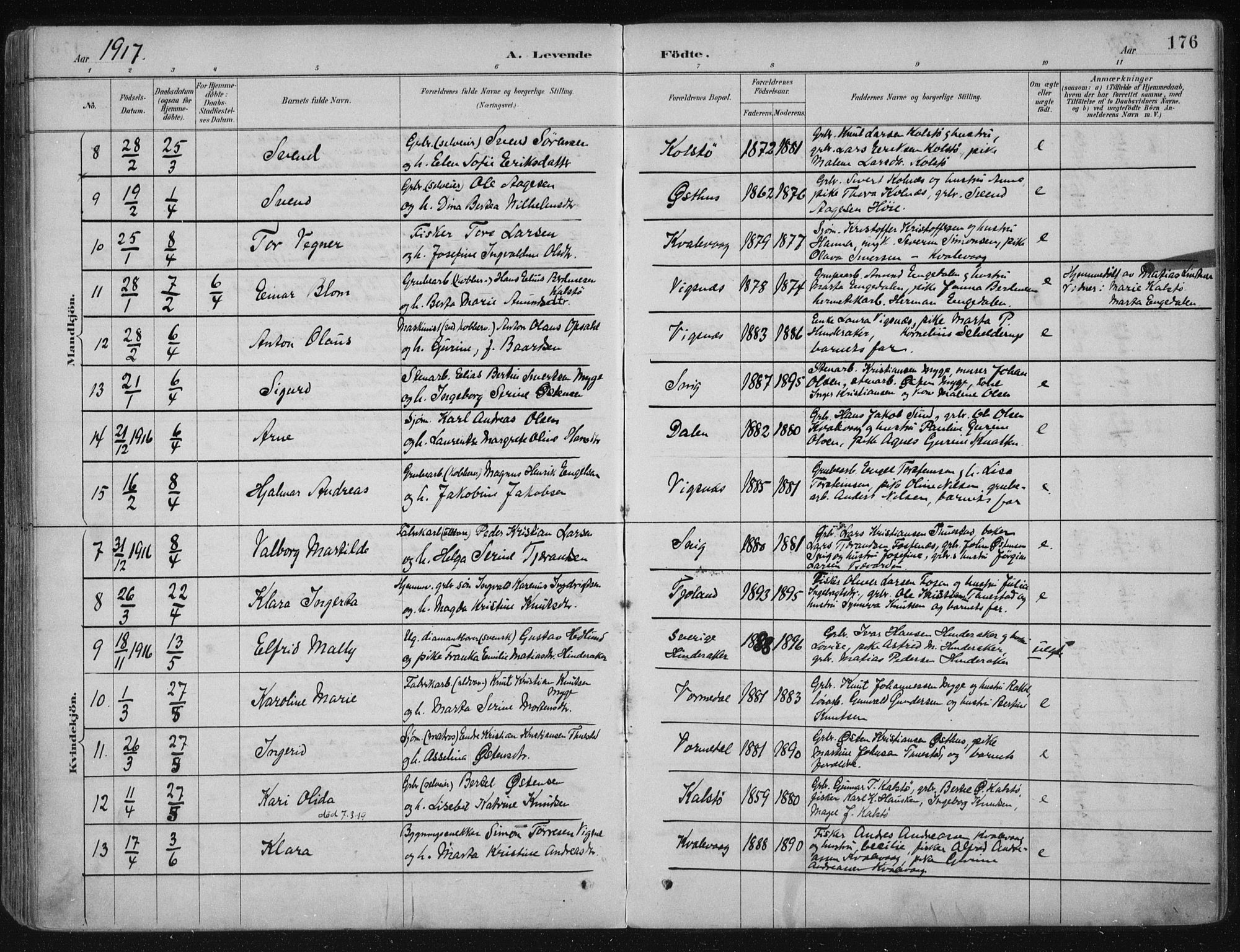 Avaldsnes sokneprestkontor, AV/SAST-A -101851/H/Ha/Haa/L0017: Parish register (official) no. A 17, 1889-1920, p. 176