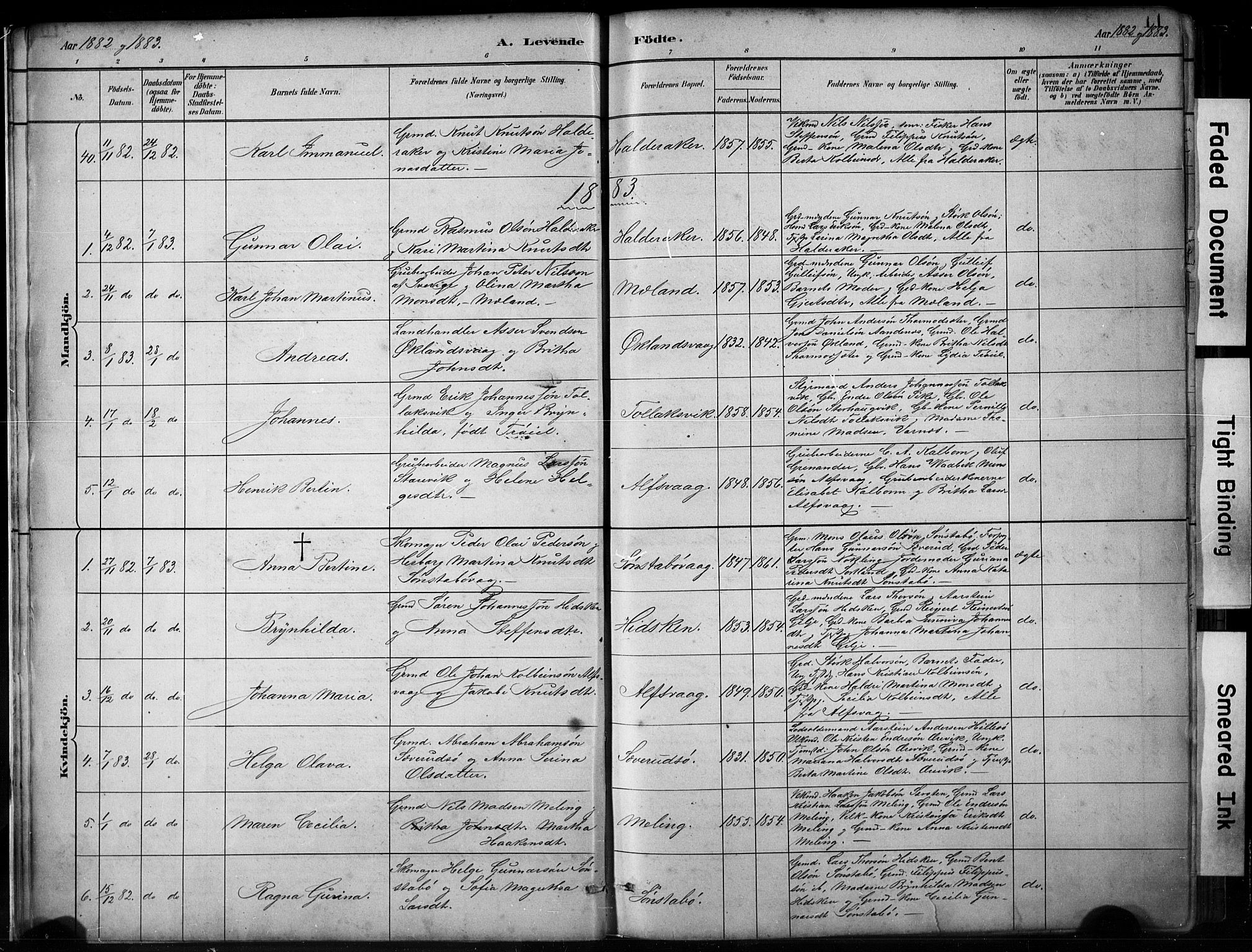 Finnås sokneprestembete, SAB/A-99925/H/Ha/Hab/Habb/L0003: Parish register (copy) no. B 3, 1882-1897, p. 11