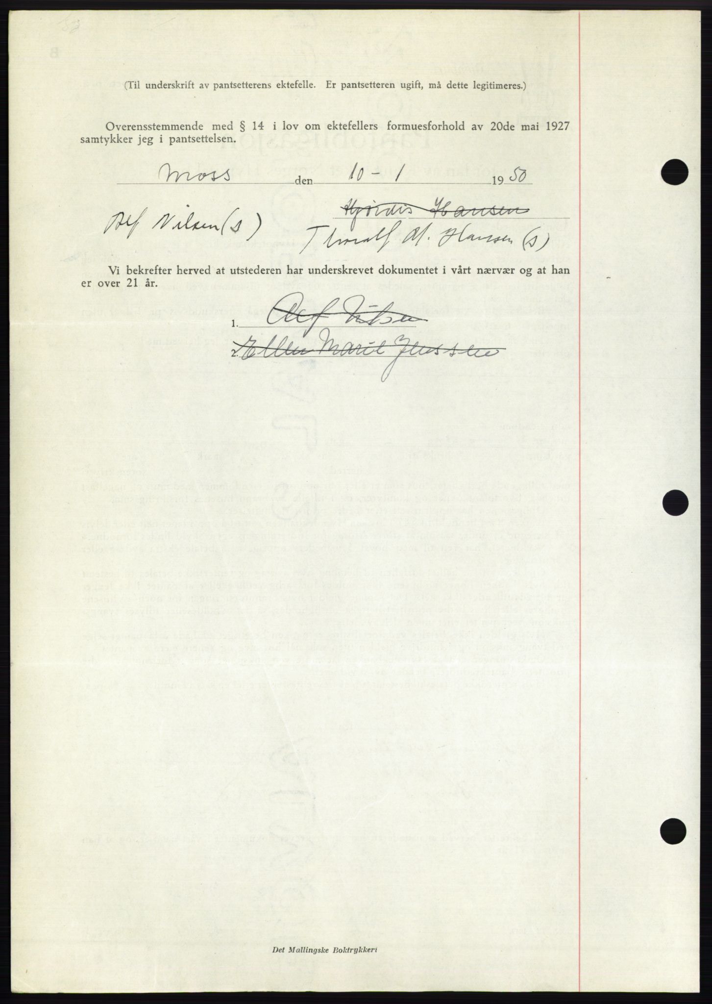 Moss sorenskriveri, SAO/A-10168: Mortgage book no. B23, 1949-1950, Diary no: : 82/1950