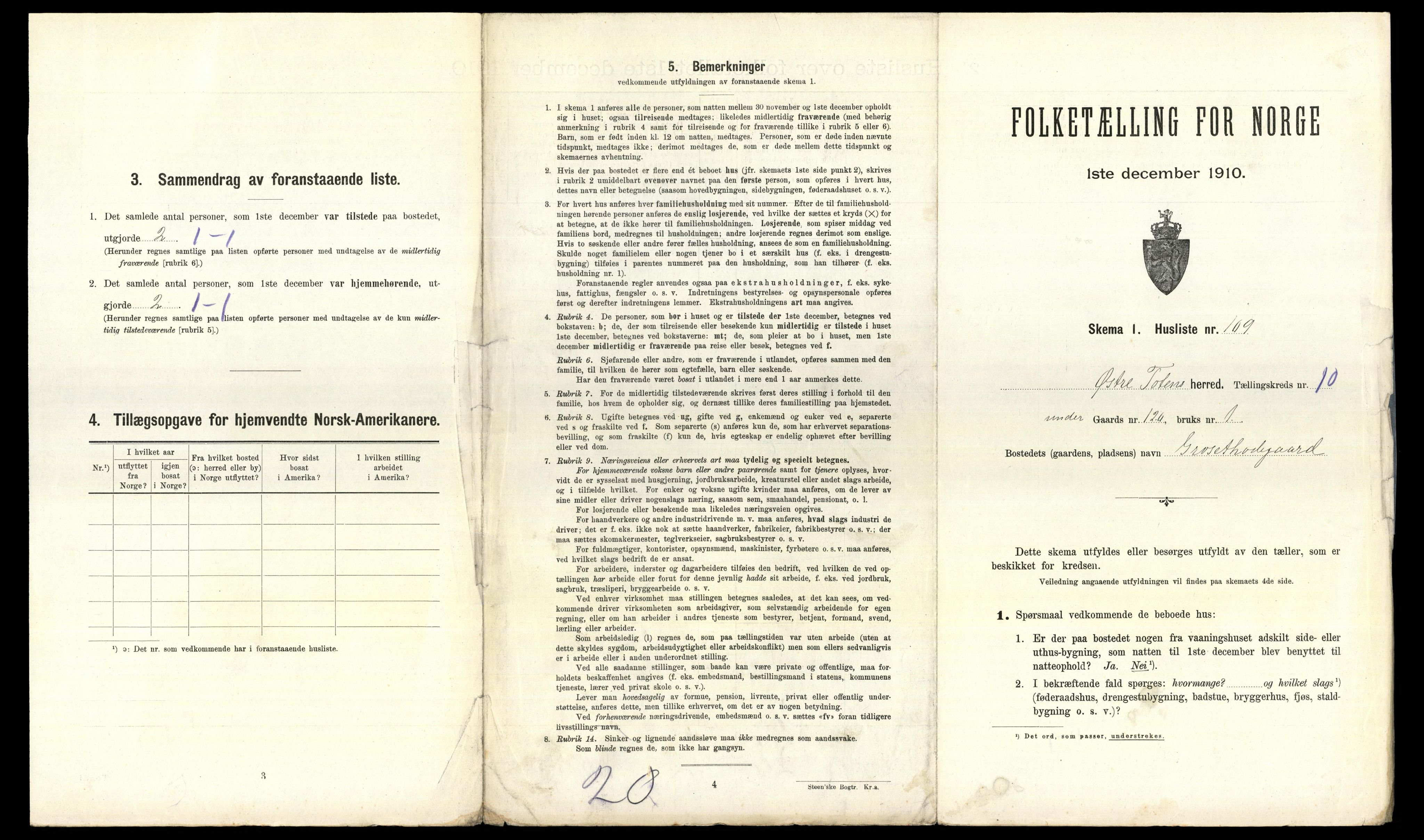 RA, 1910 census for Østre Toten, 1910, p. 2929