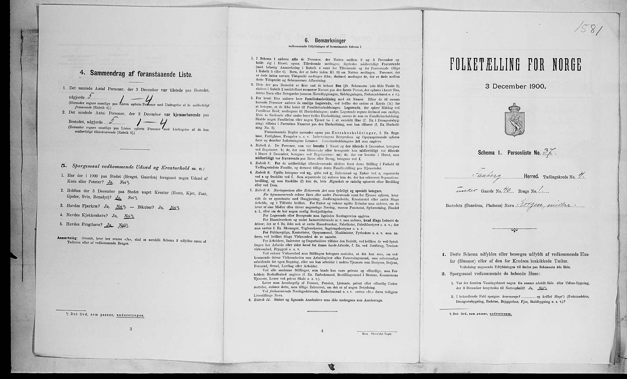 SAH, 1900 census for Fåberg, 1900, p. 568