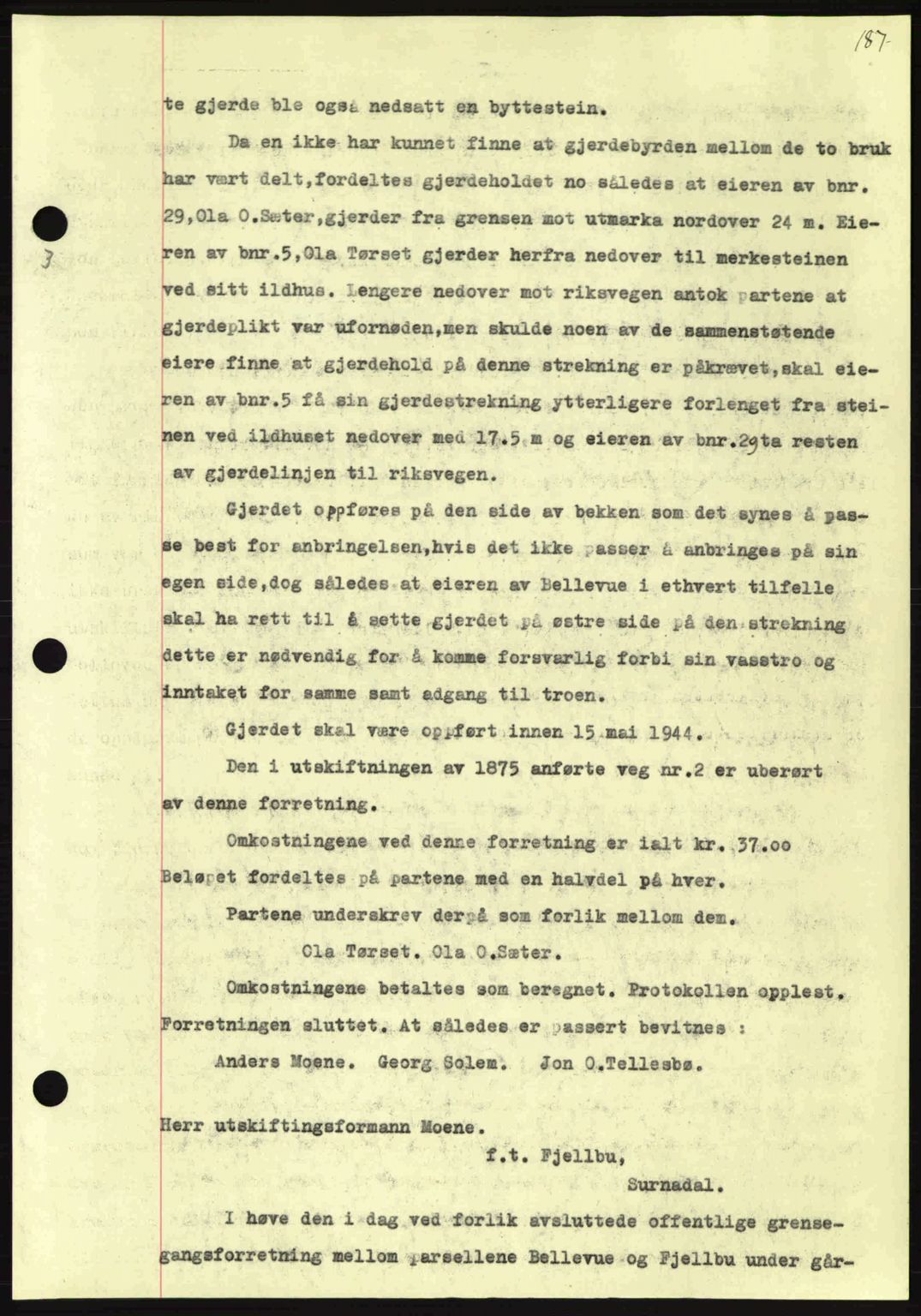 Nordmøre sorenskriveri, AV/SAT-A-4132/1/2/2Ca: Mortgage book no. A97, 1944-1944, Diary no: : 385/1944