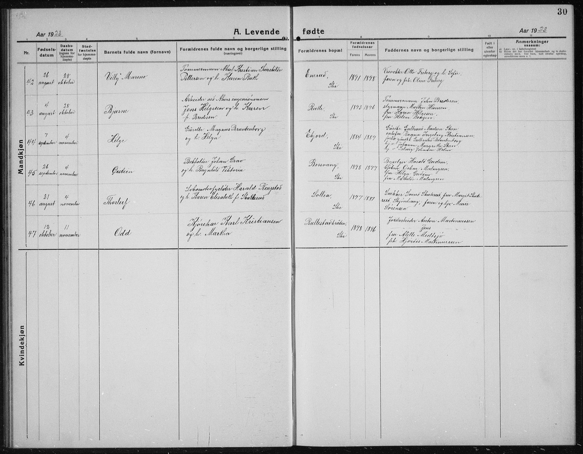 Kråkstad prestekontor Kirkebøker, AV/SAO-A-10125a/G/Gb/L0002: Parish register (copy) no. II 2, 1921-1941, p. 30