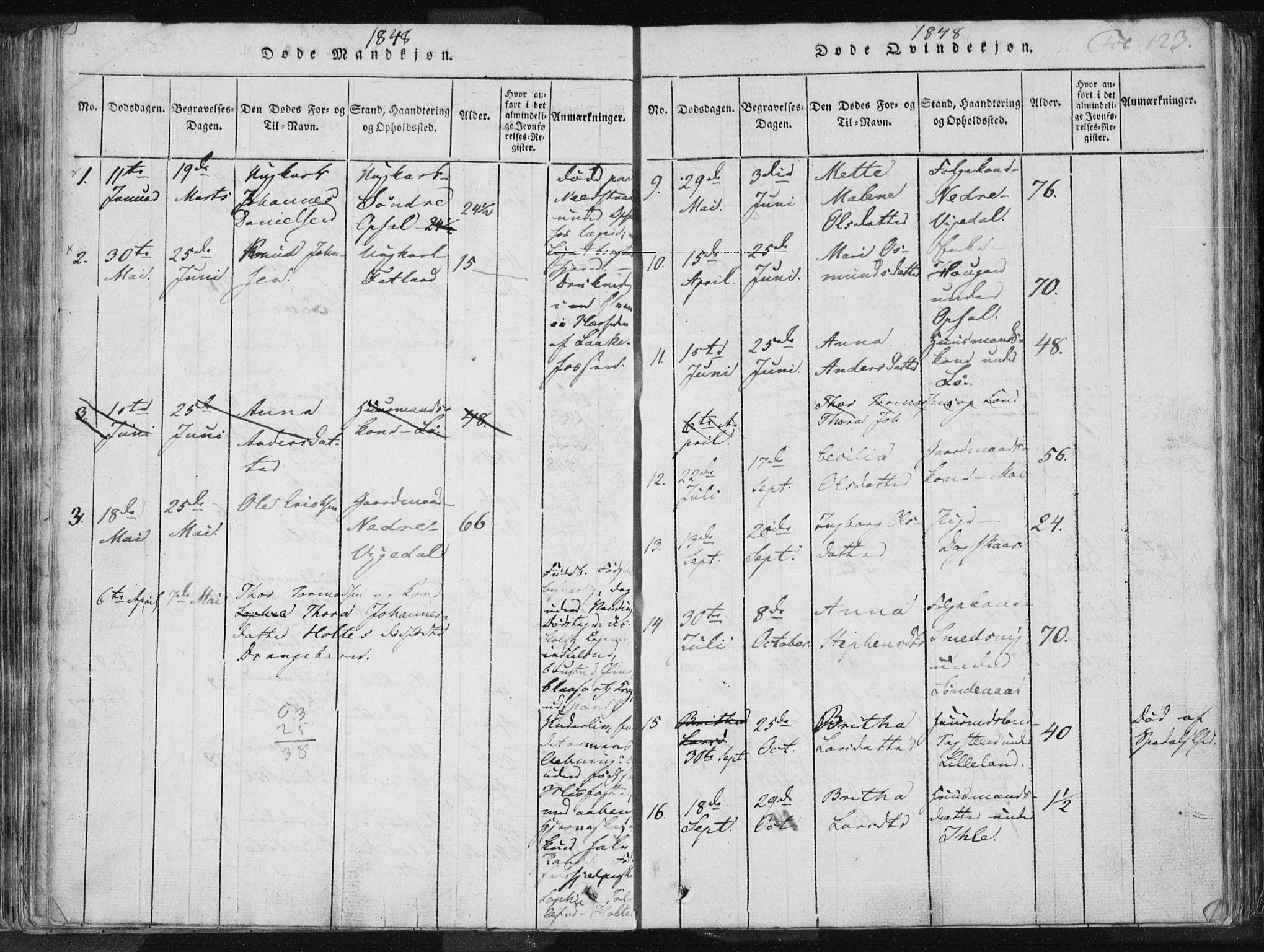 Vikedal sokneprestkontor, SAST/A-101840/01/IV: Parish register (official) no. A 3, 1817-1850, p. 123