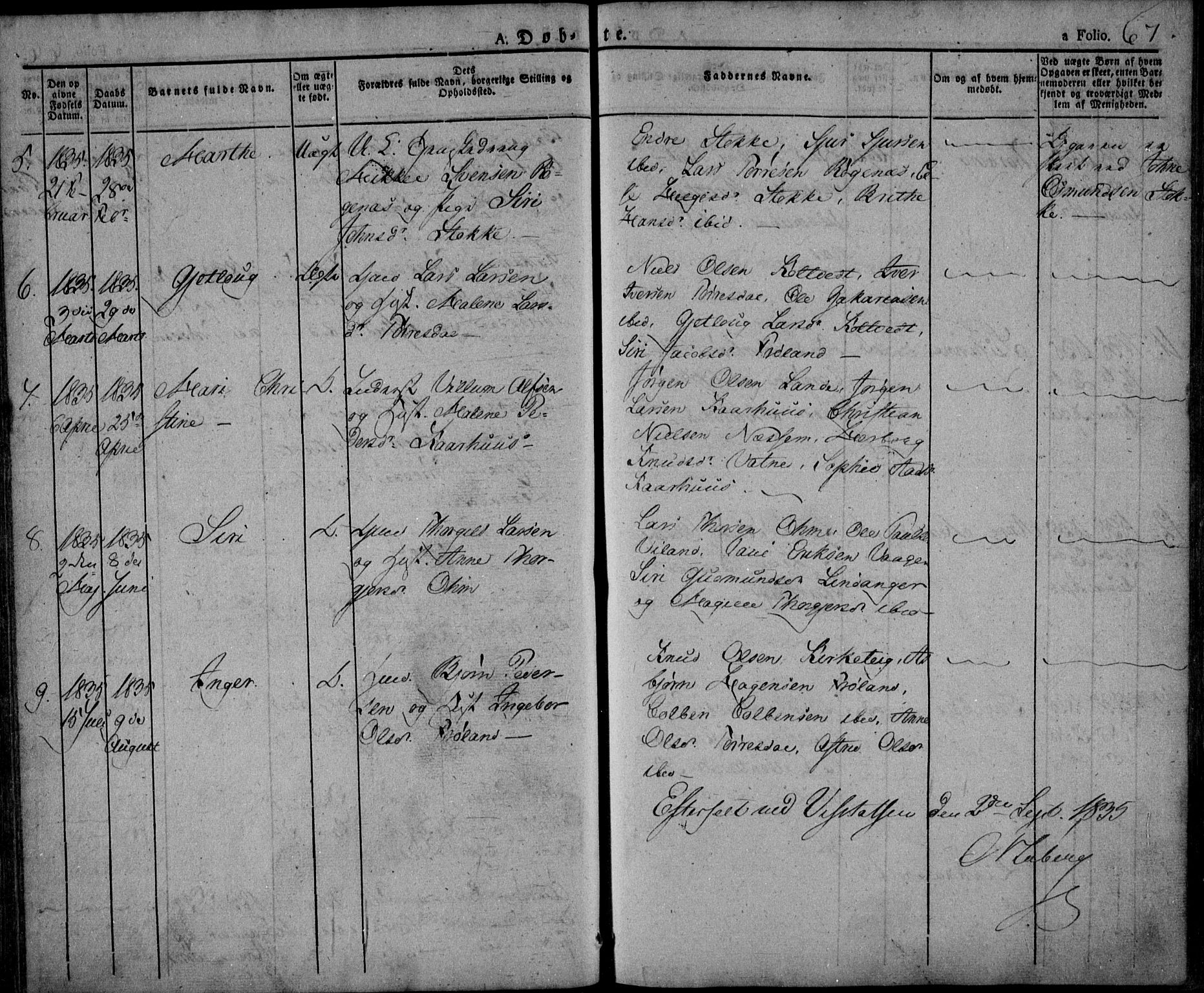 Skjold sokneprestkontor, AV/SAST-A-101847/H/Ha/Haa/L0005: Parish register (official) no. A 5, 1830-1856, p. 67