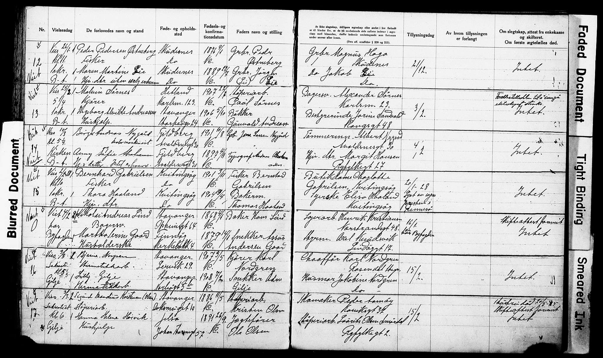 St. Johannes sokneprestkontor, AV/SAST-A-101814/001/70/705BA/L0003: Banns register no. 3, 1916-1928