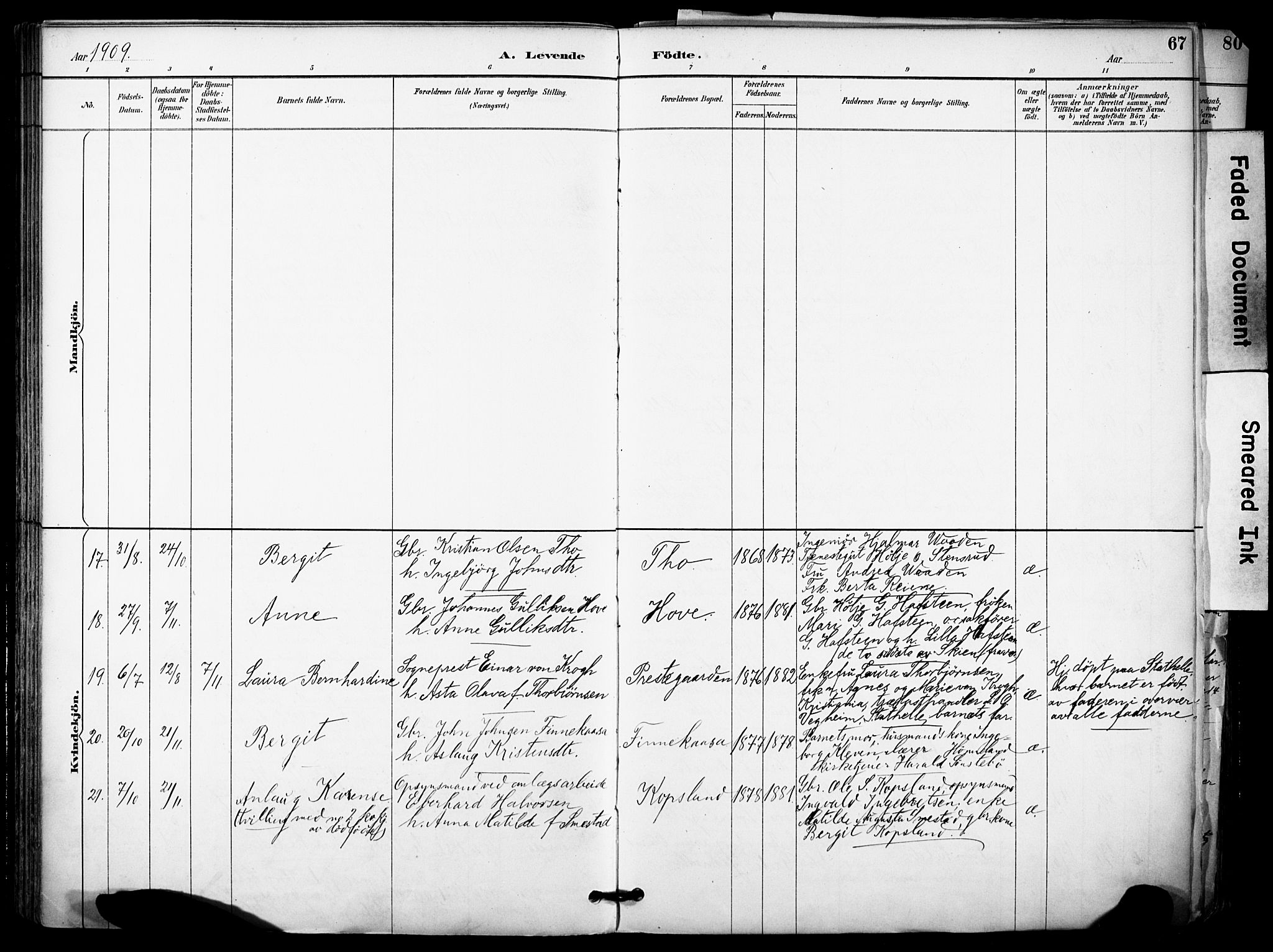 Gransherad kirkebøker, AV/SAKO-A-267/F/Fa/L0005: Parish register (official) no. I 5, 1887-1916, p. 67