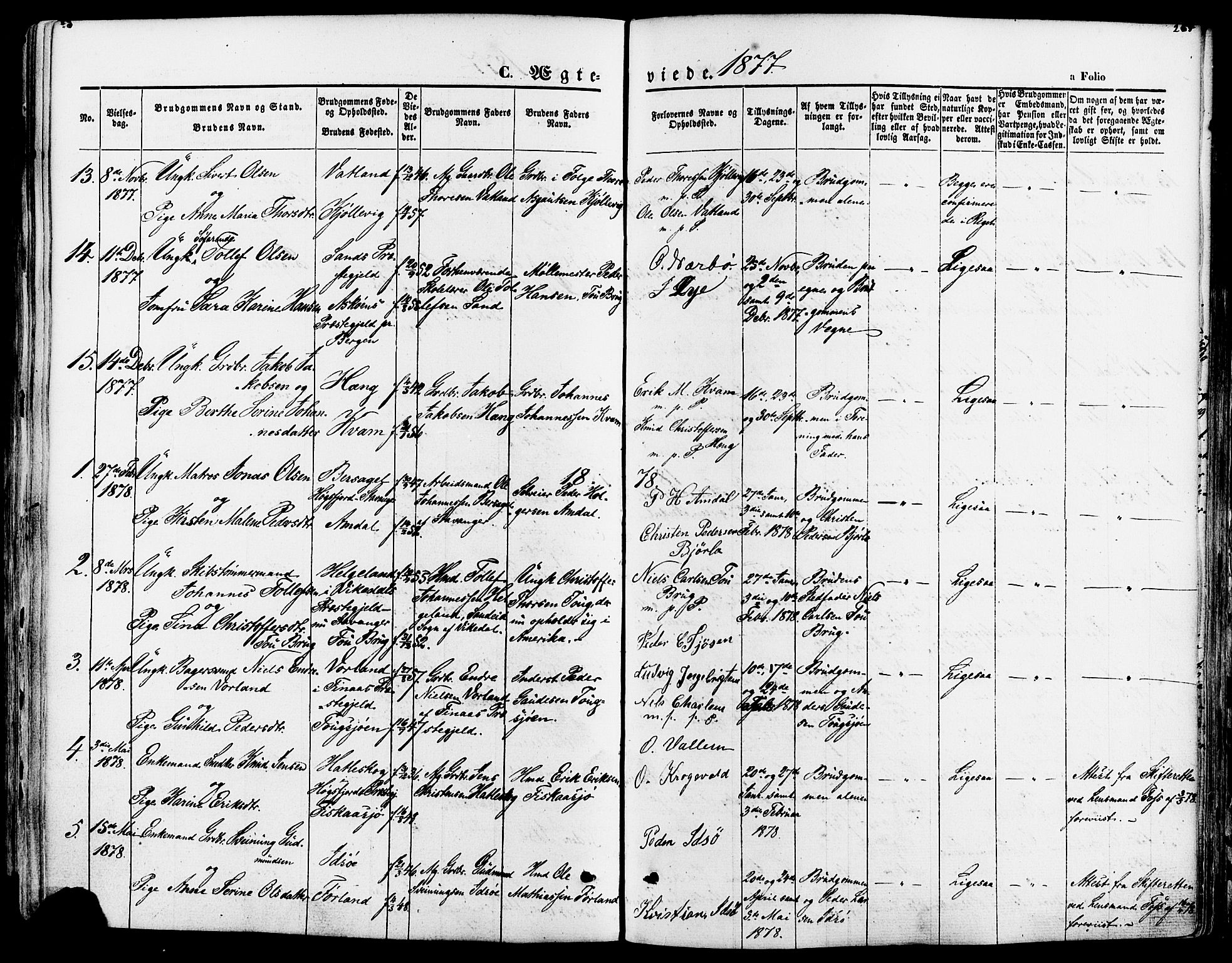 Strand sokneprestkontor, SAST/A-101828/H/Ha/Haa/L0007: Parish register (official) no. A 7, 1855-1881, p. 264