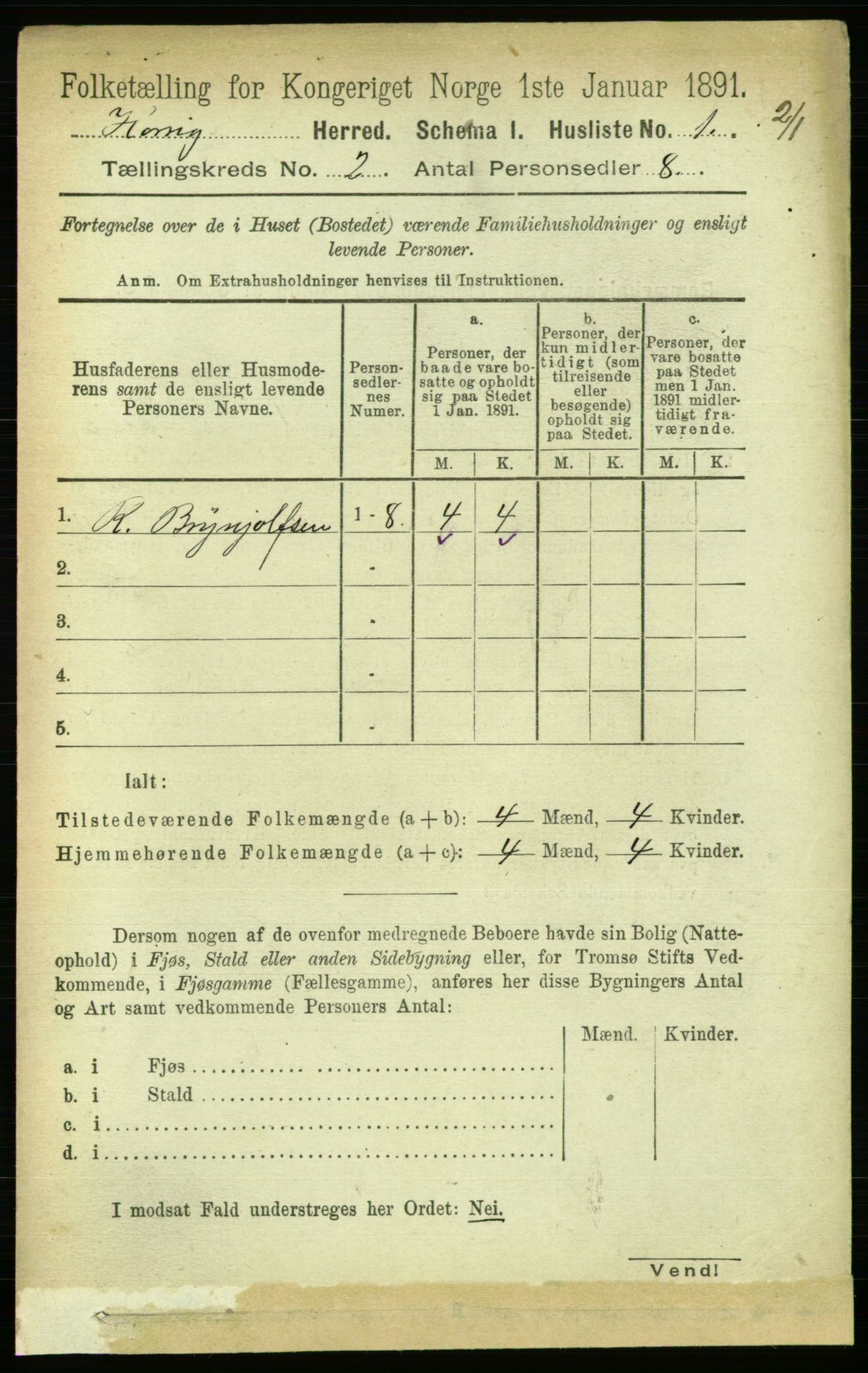 RA, 1891 census for 1650 Horg, 1891, p. 593