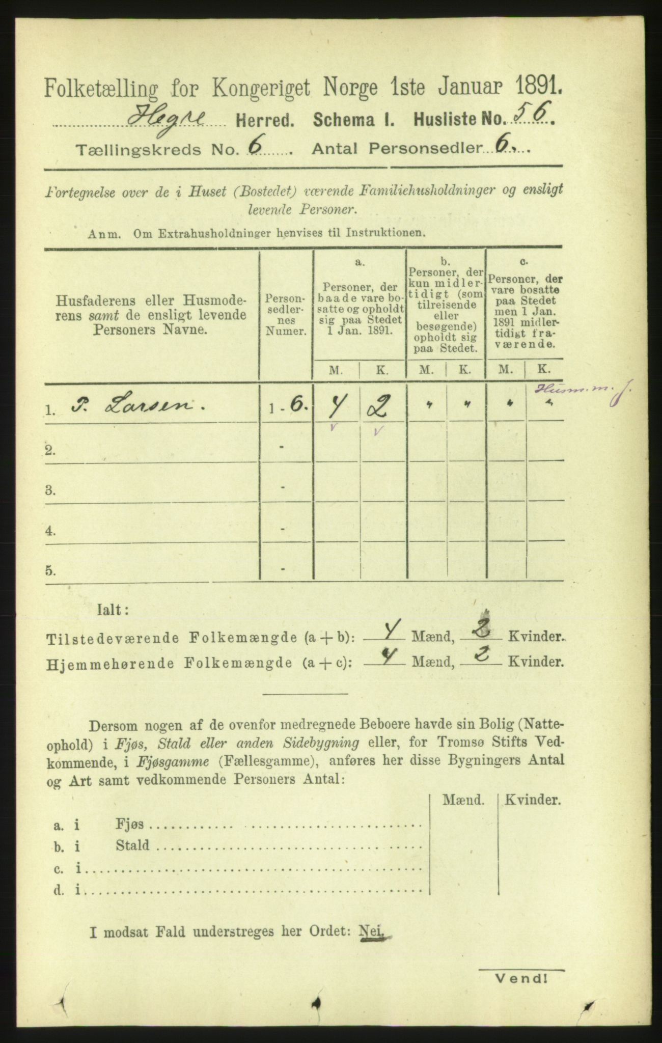 RA, 1891 census for 1712 Hegra, 1891, p. 2363