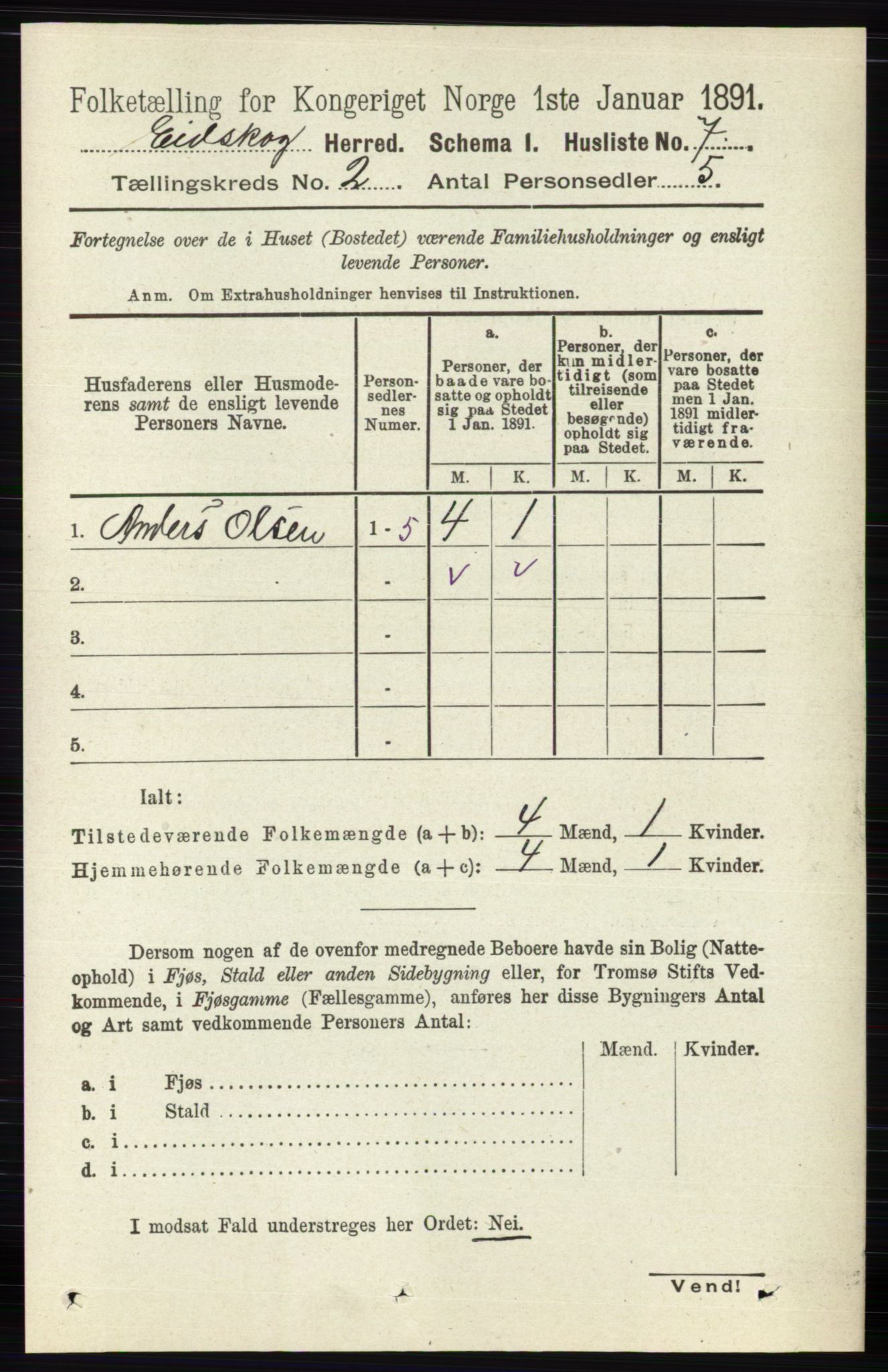 RA, 1891 census for 0420 Eidskog, 1891, p. 436