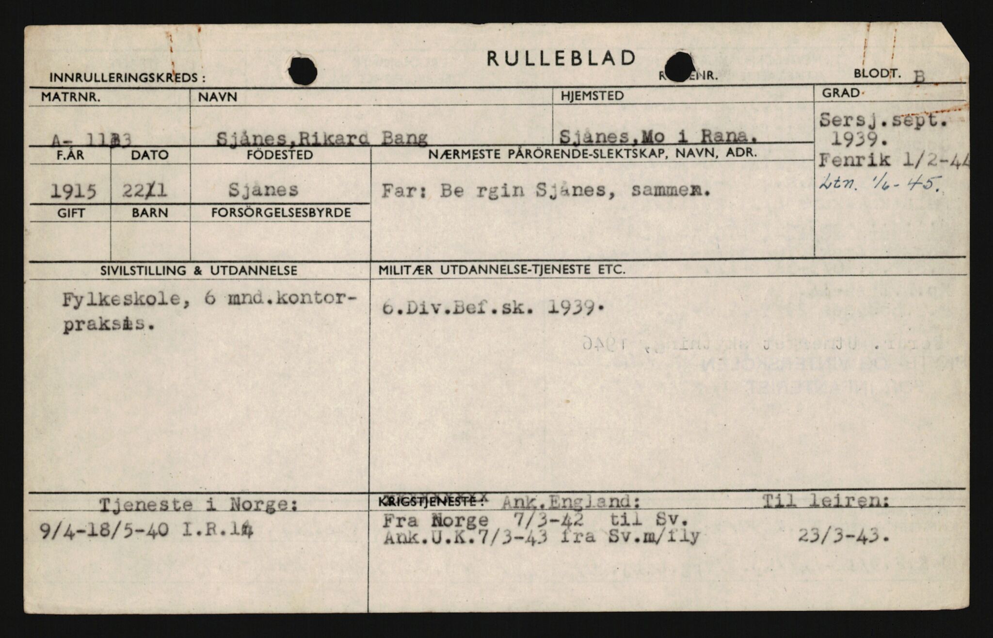 Forsvaret, Sør-Hålogaland landforsvar, AV/RA-RAFA-2552/P/Pa/L0302: Personellmapper for slettet personell, yrkesbefal og vernepliktig befal, født 1913-1916, 1932-1976, p. 390