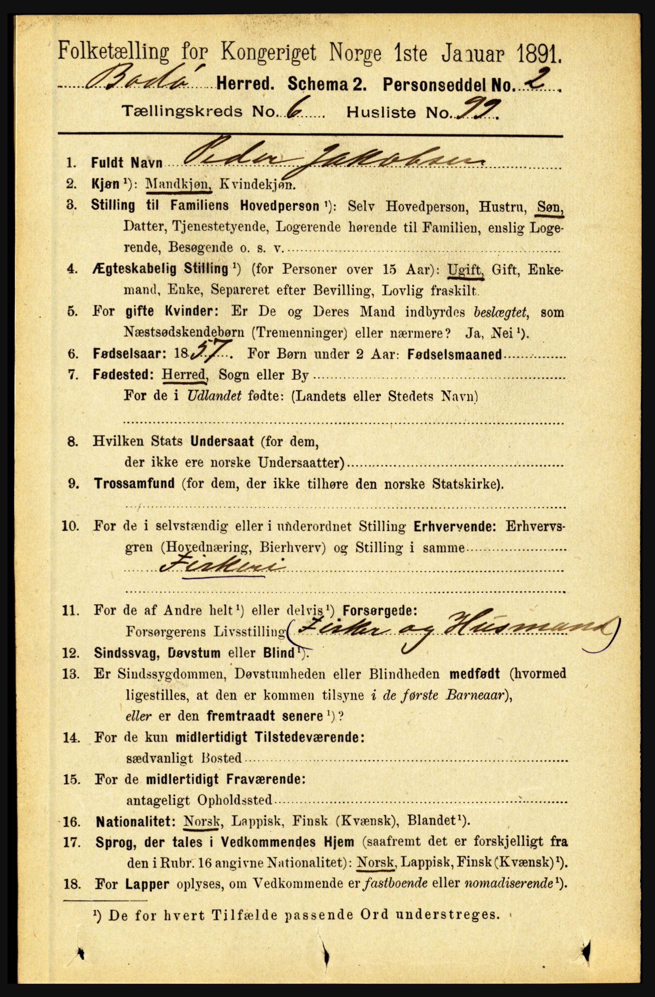 RA, 1891 census for 1843 Bodø, 1891, p. 4559