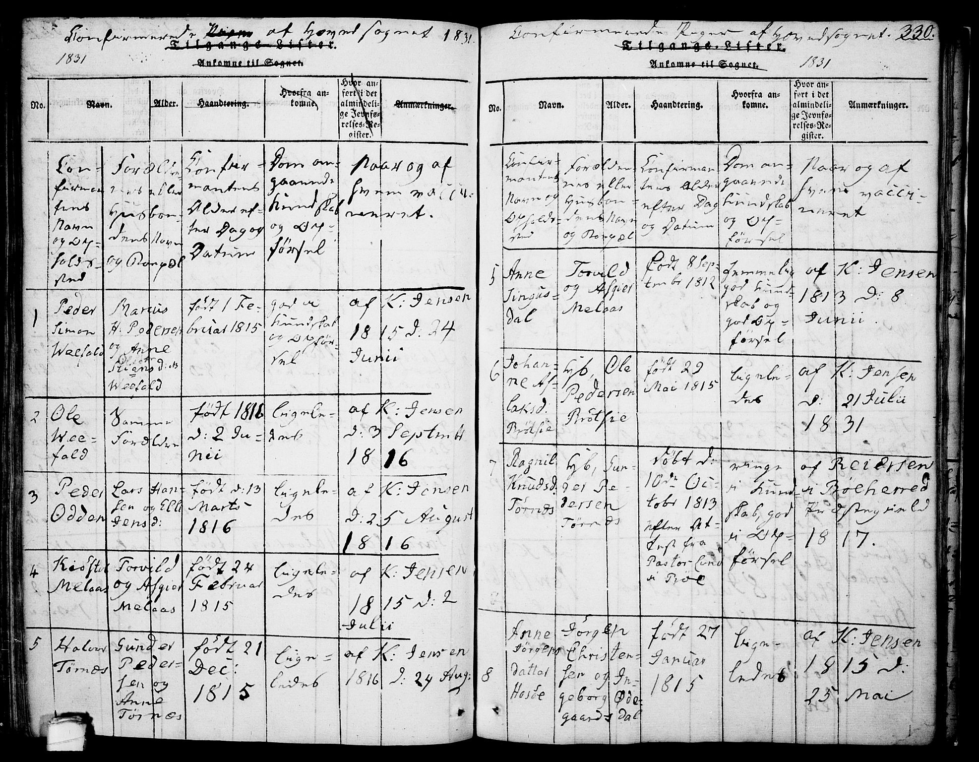 Drangedal kirkebøker, SAKO/A-258/F/Fa/L0005: Parish register (official) no. 5 /1, 1814-1831, p. 330