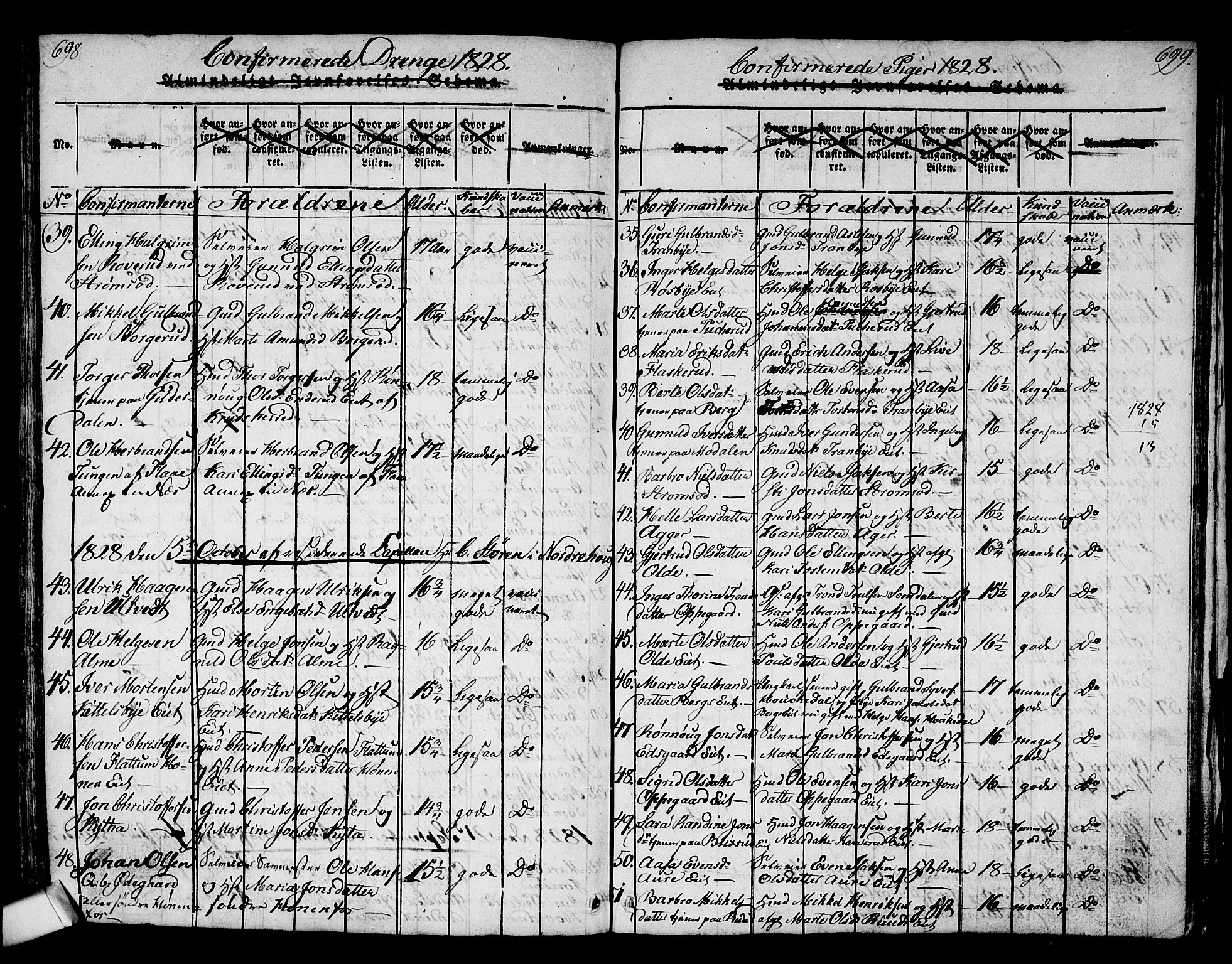 Norderhov kirkebøker, AV/SAKO-A-237/G/Ga/L0002: Parish register (copy) no. I 2, 1814-1867, p. 698-699