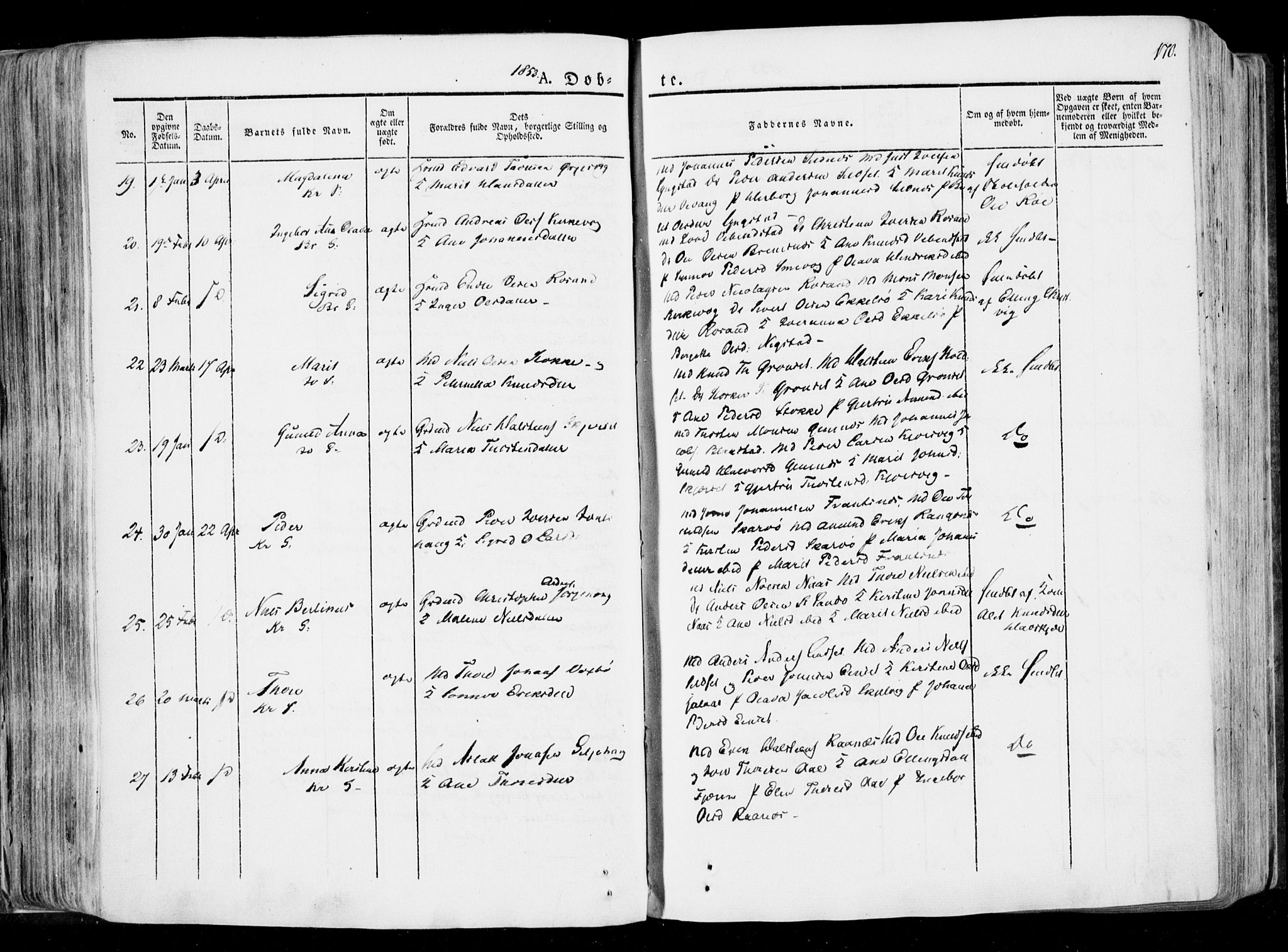 Ministerialprotokoller, klokkerbøker og fødselsregistre - Møre og Romsdal, SAT/A-1454/568/L0803: Parish register (official) no. 568A10, 1830-1853, p. 170