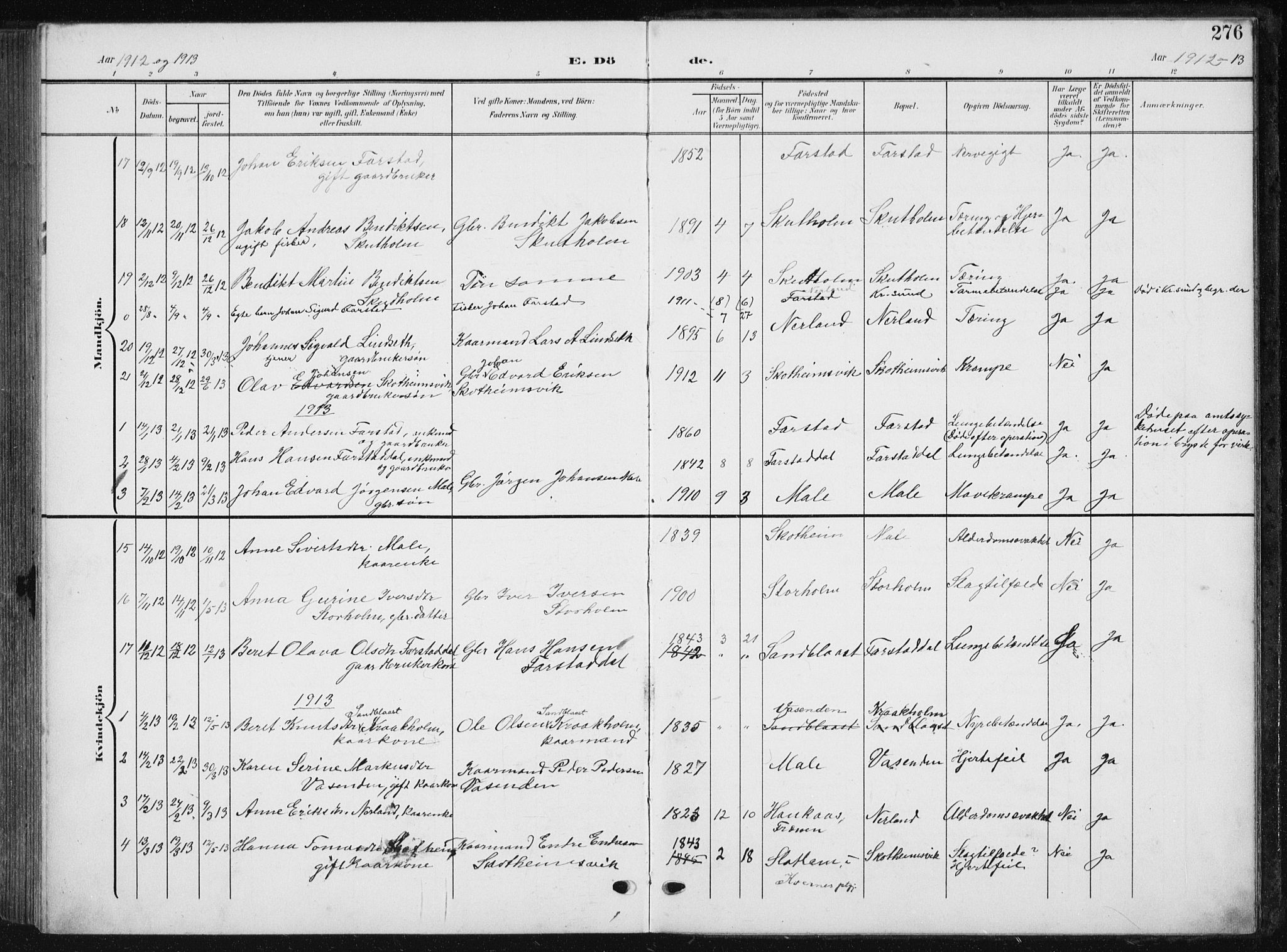 Ministerialprotokoller, klokkerbøker og fødselsregistre - Møre og Romsdal, AV/SAT-A-1454/567/L0784: Parish register (copy) no. 567C04, 1903-1938, p. 276