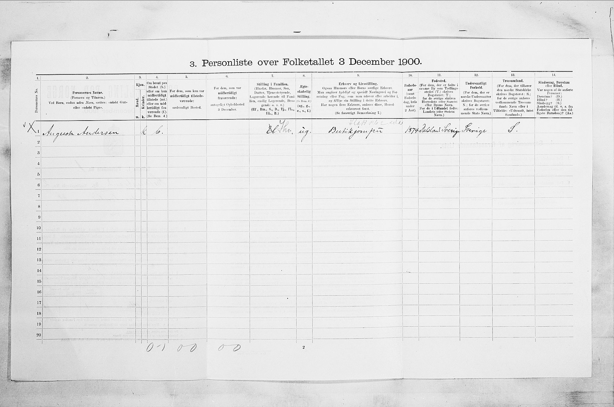 RA, 1900 census for Holmestrand, 1900, p. 518