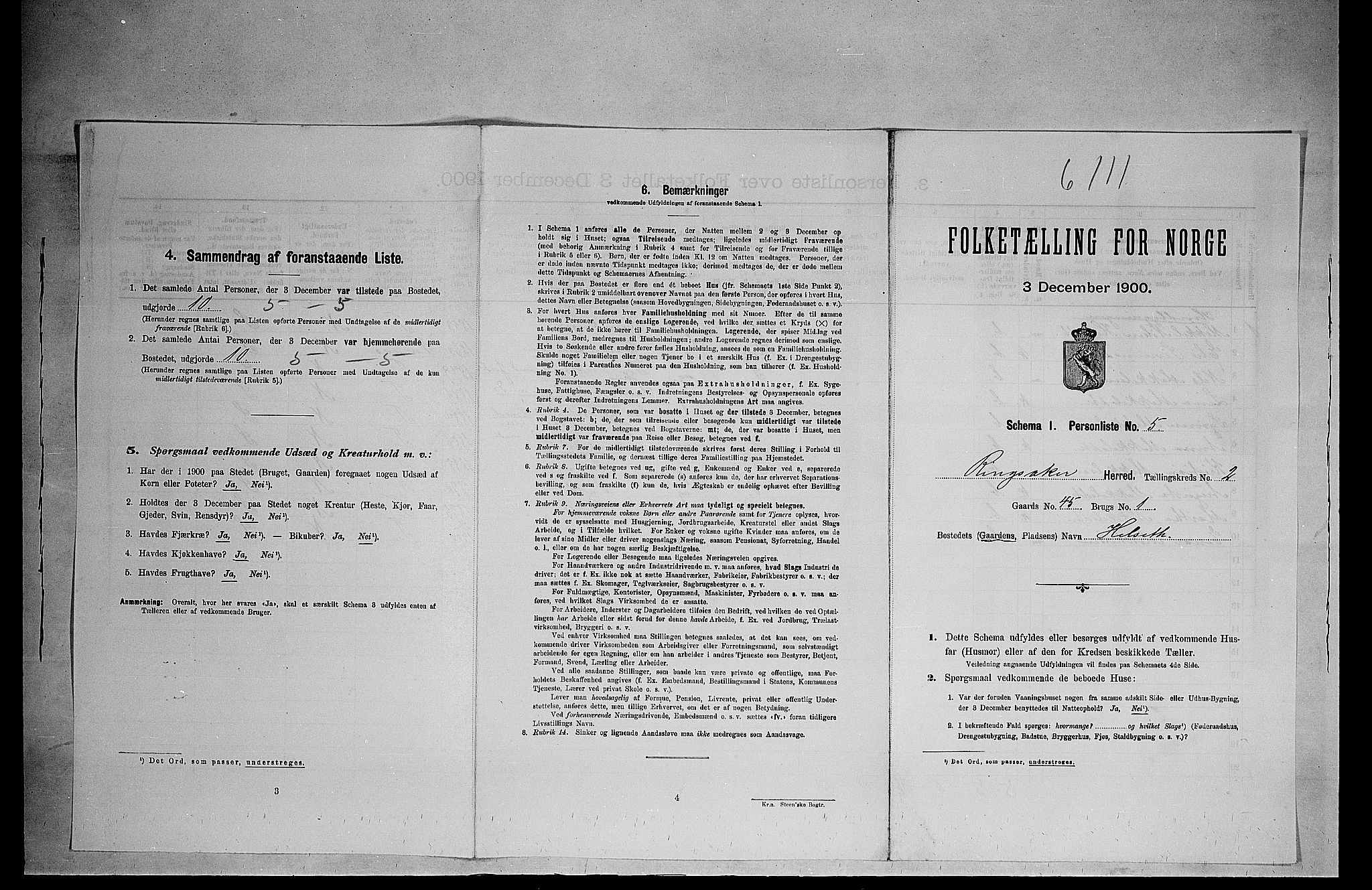 SAH, 1900 census for Ringsaker, 1900, p. 562