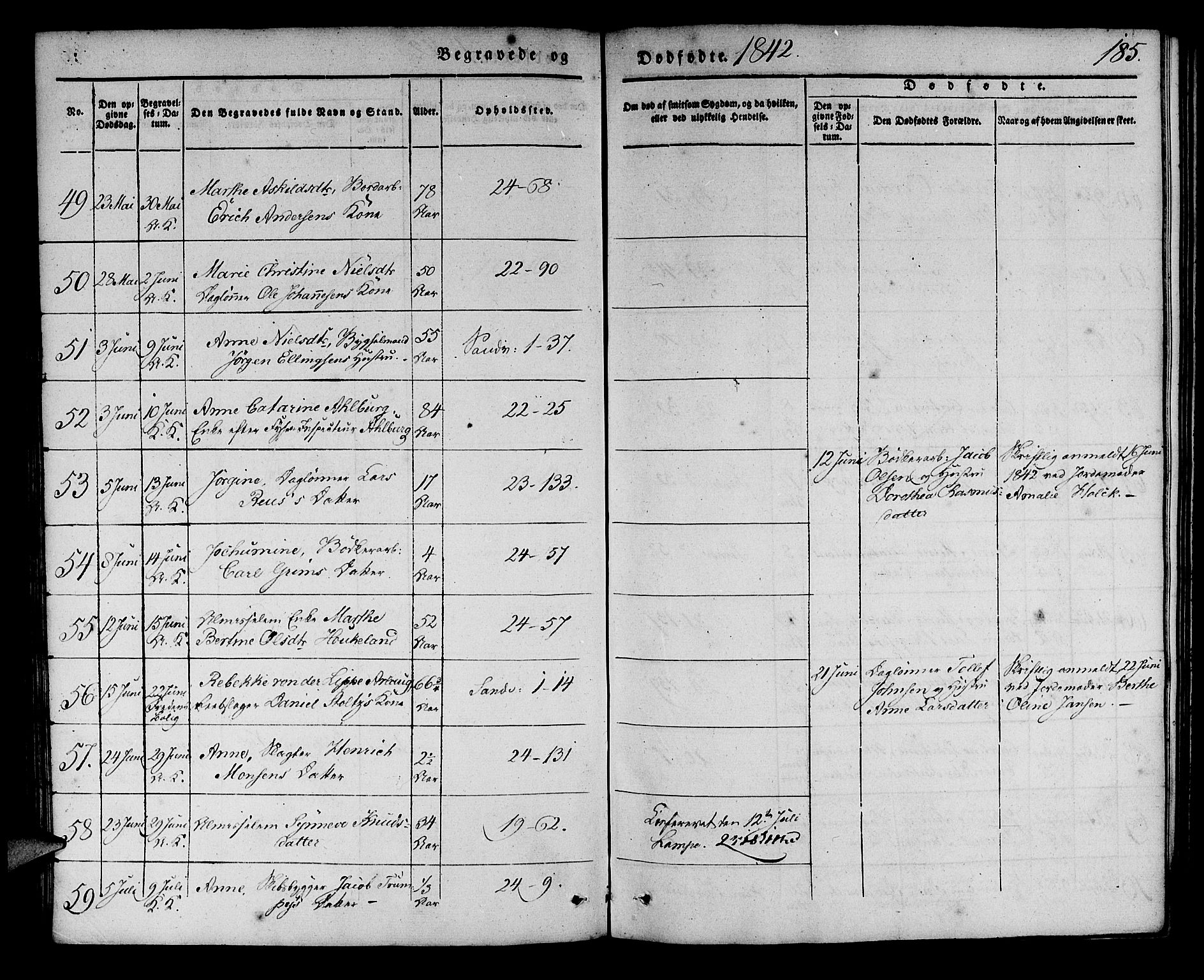 Korskirken sokneprestembete, AV/SAB-A-76101/H/Haa/L0043: Parish register (official) no. E 1, 1834-1848, p. 185