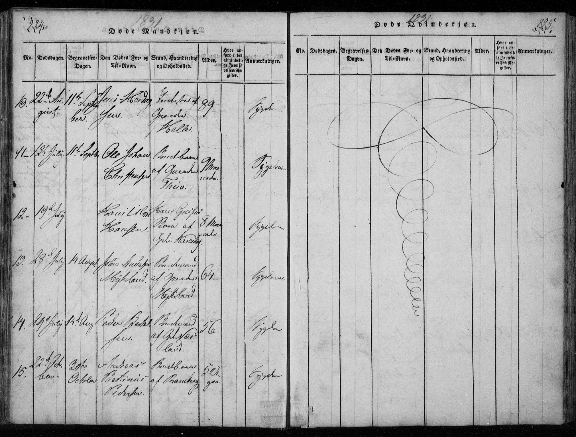 Ministerialprotokoller, klokkerbøker og fødselsregistre - Nordland, AV/SAT-A-1459/885/L1201: Parish register (official) no. 885A02, 1820-1837, p. 224-225