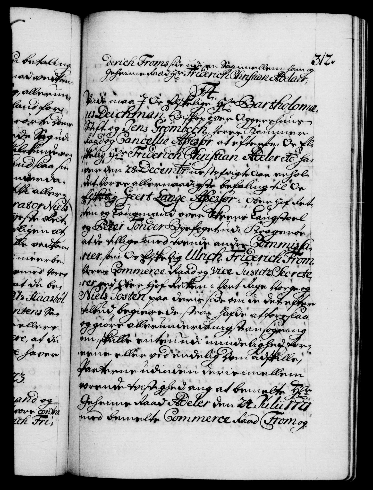 Danske Kanselli 1572-1799, AV/RA-EA-3023/F/Fc/Fca/Fcab/L0022: Norske tegnelser, 1722-1724, p. 312a