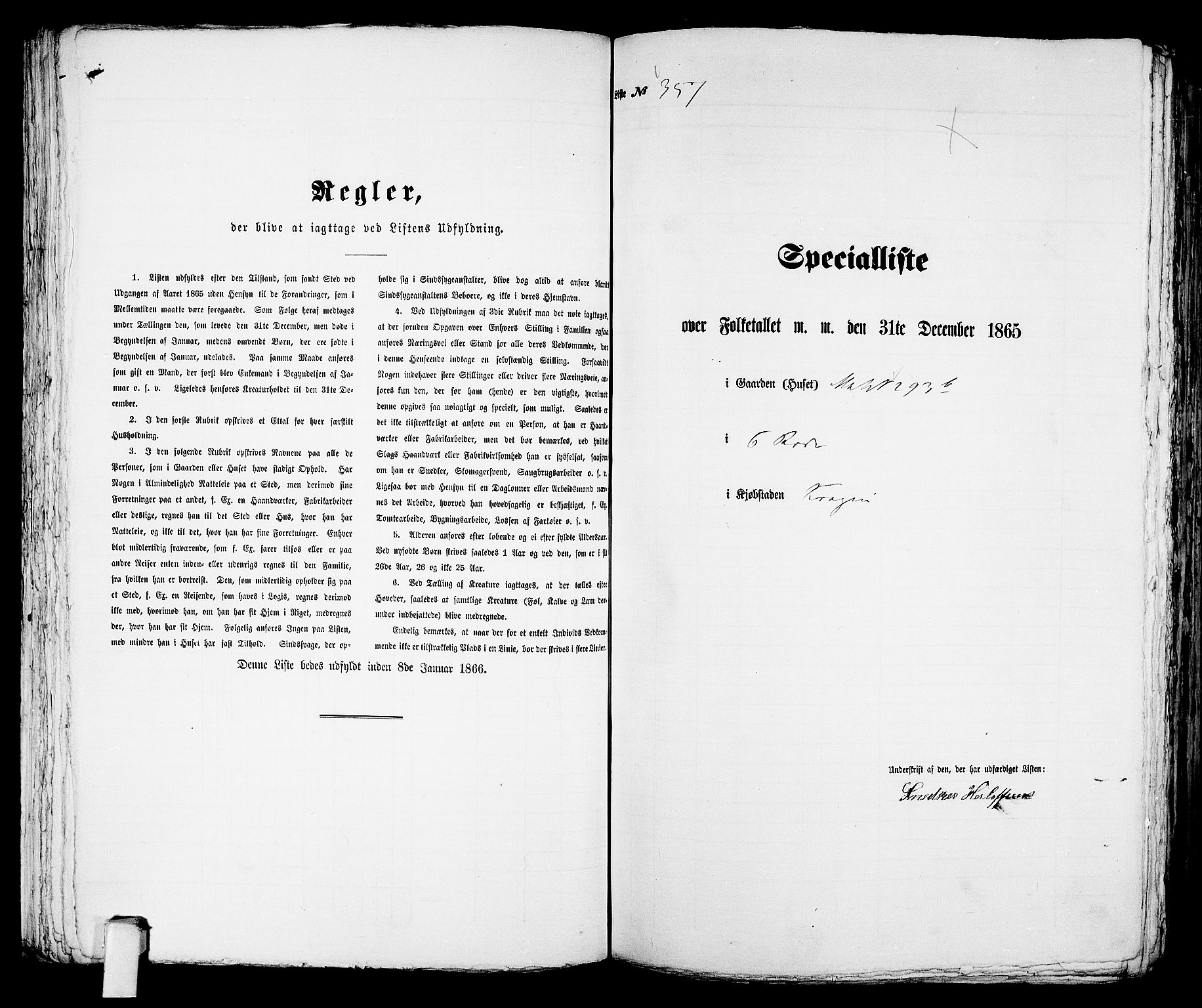 RA, 1865 census for Kragerø/Kragerø, 1865, p. 729