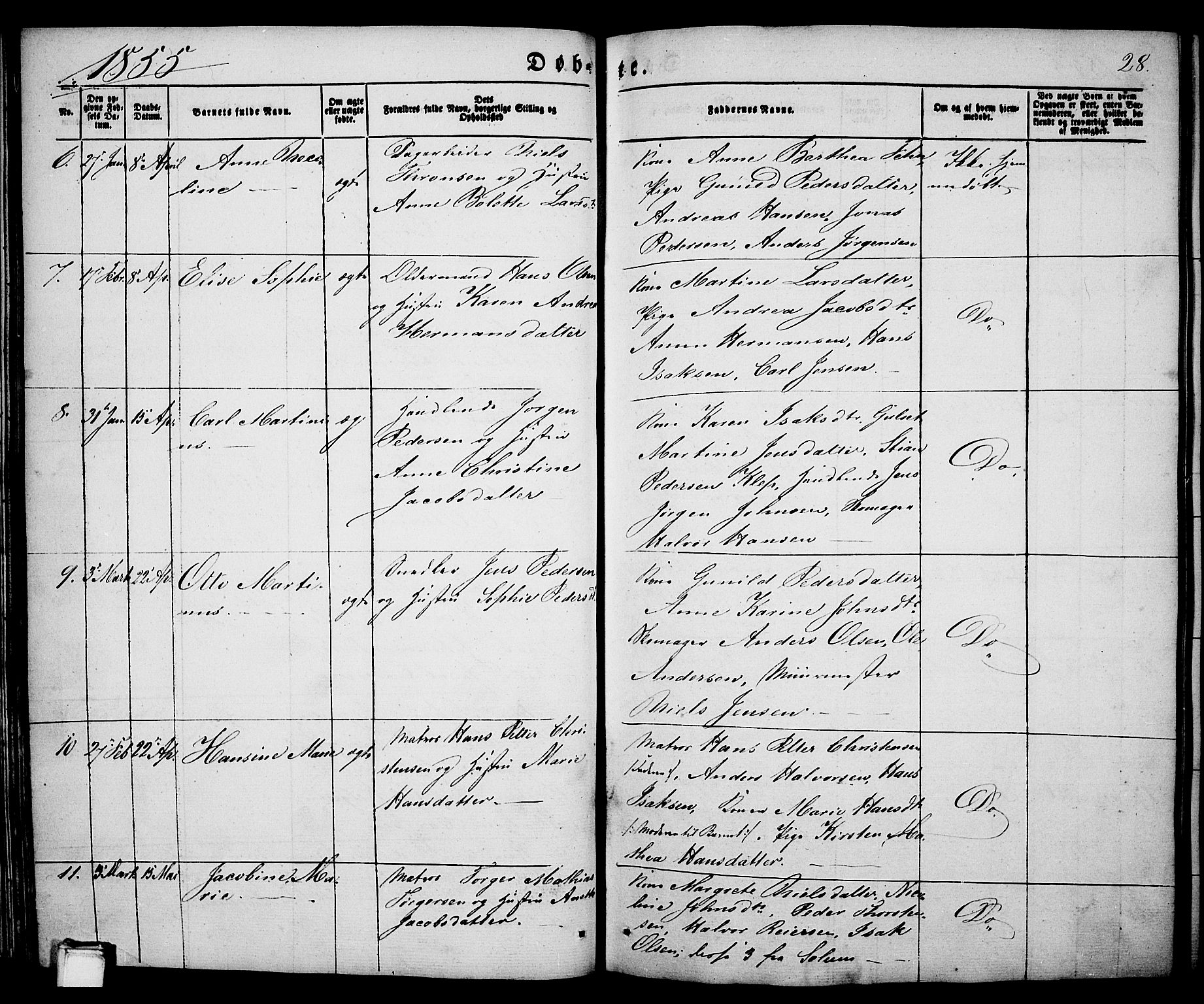 Porsgrunn kirkebøker , SAKO/A-104/G/Ga/L0002: Parish register (copy) no. I 2, 1847-1877, p. 28