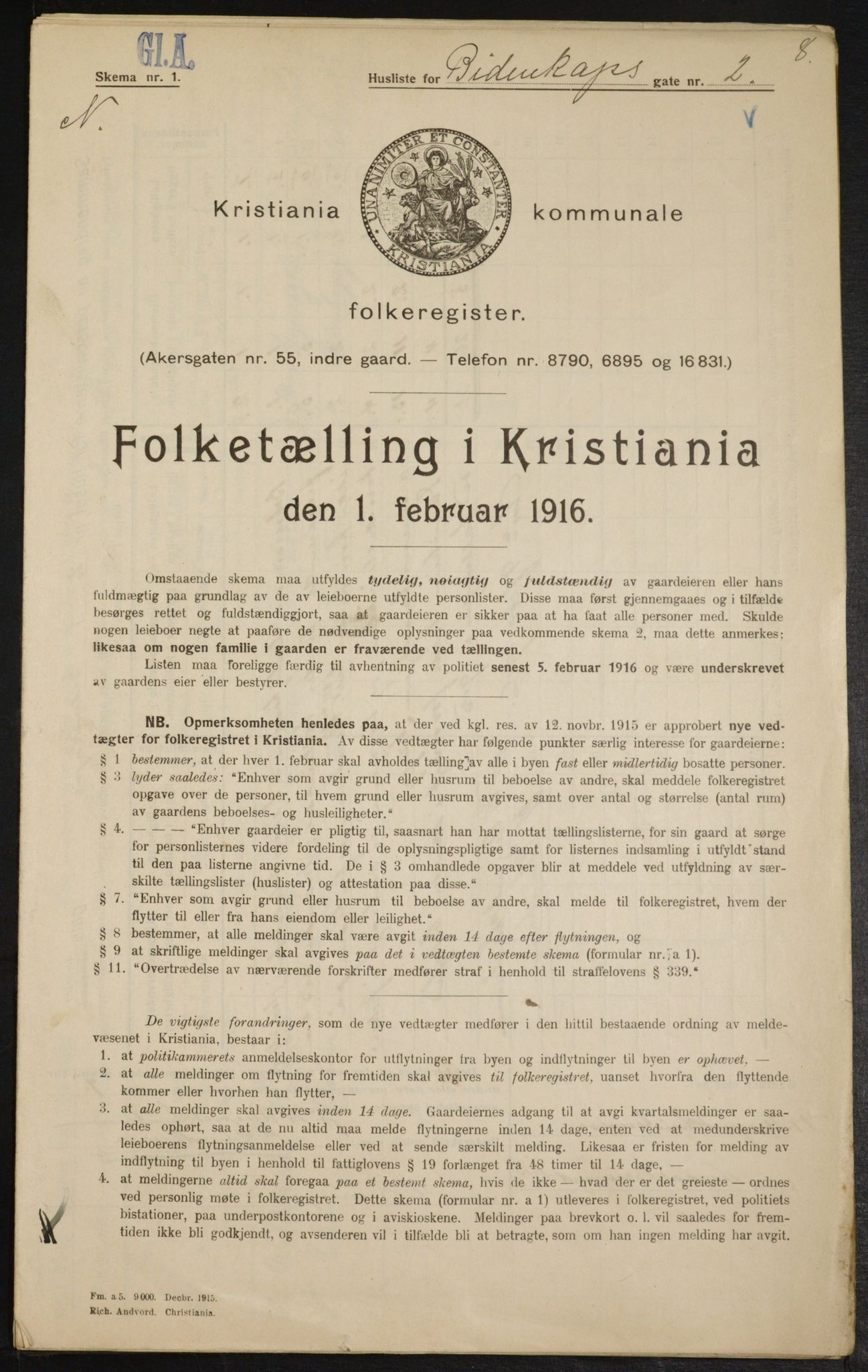 OBA, Municipal Census 1916 for Kristiania, 1916, p. 4800