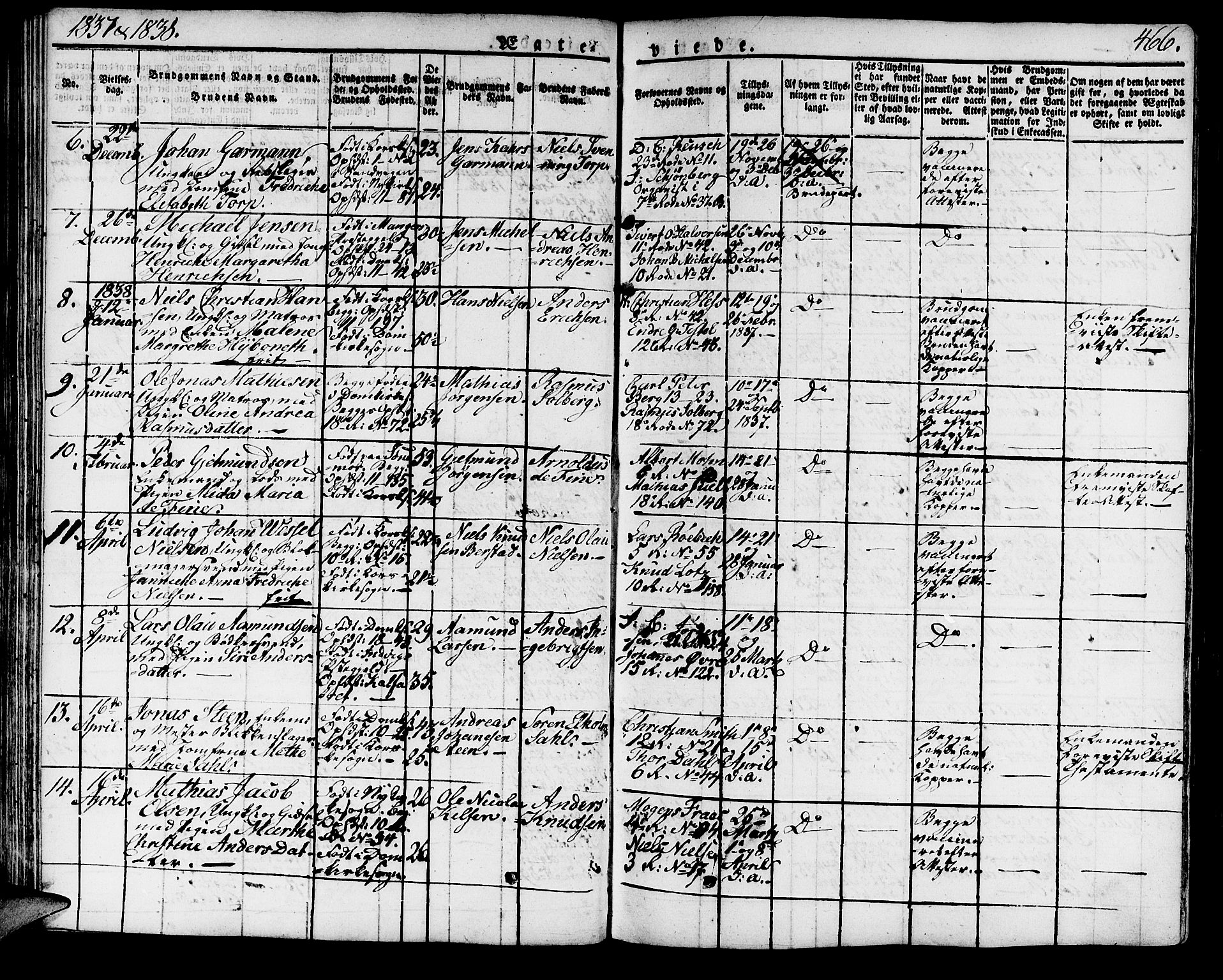 Domkirken sokneprestembete, SAB/A-74801/H/Haa/L0012: Parish register (official) no. A 12, 1821-1840, p. 466