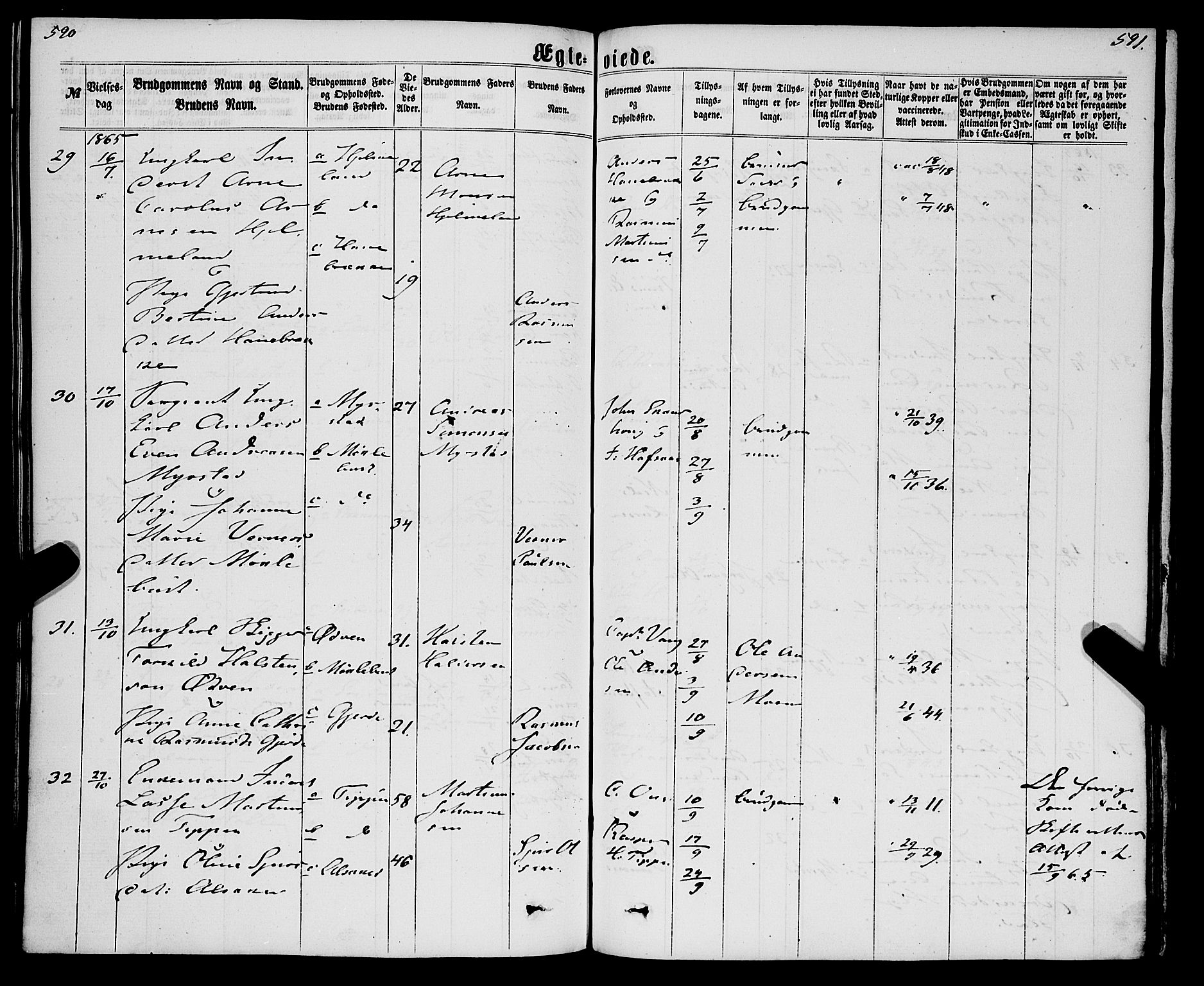 Eid sokneprestembete, AV/SAB-A-82301/H/Haa/Haaa/L0009: Parish register (official) no. A 9, 1861-1868, p. 590-591