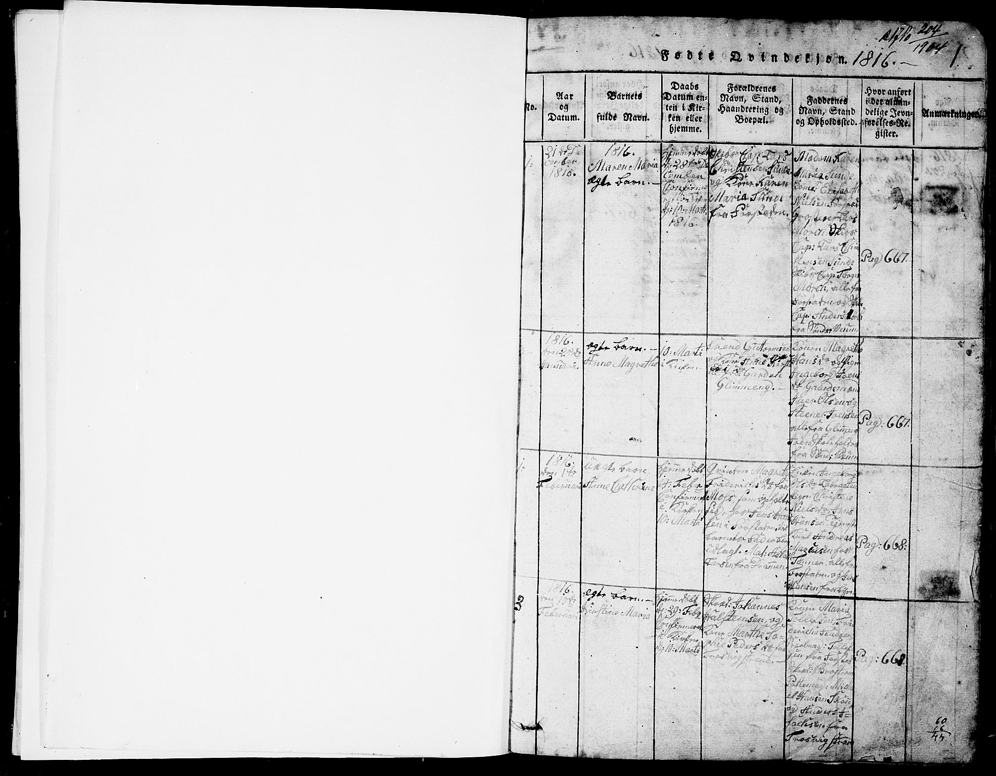 Glemmen prestekontor Kirkebøker, SAO/A-10908/G/Ga/L0001: Parish register (copy) no. 1, 1816-1838, p. 0-1