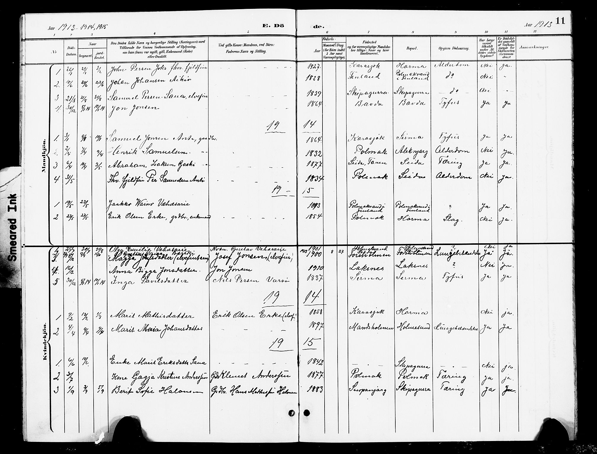 Nesseby sokneprestkontor, SATØ/S-1330/H/Hb/L0008klokker: Parish register (copy) no. 8, 1898-1917, p. 11