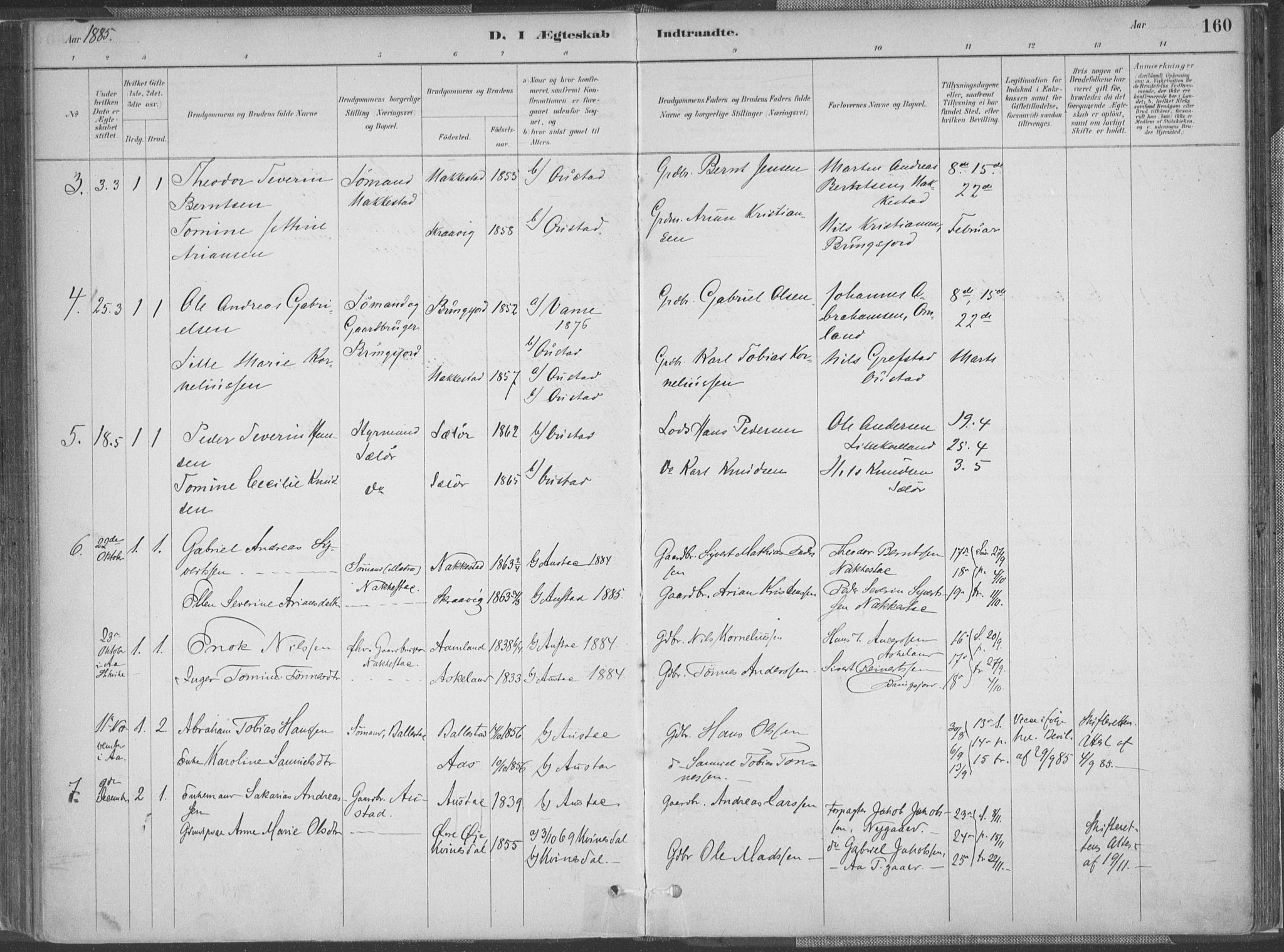 Lyngdal sokneprestkontor, SAK/1111-0029/F/Fa/Faa/L0004: Parish register (official) no. A 4, 1883-1904, p. 160