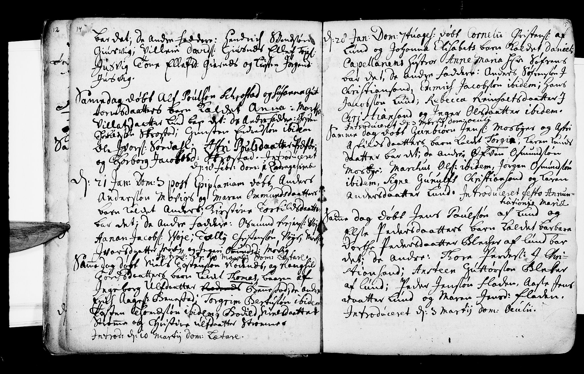 Oddernes sokneprestkontor, SAK/1111-0033/F/Fa/Faa/L0002: Parish register (official) no. A 2, 1719-1764, p. 14-15