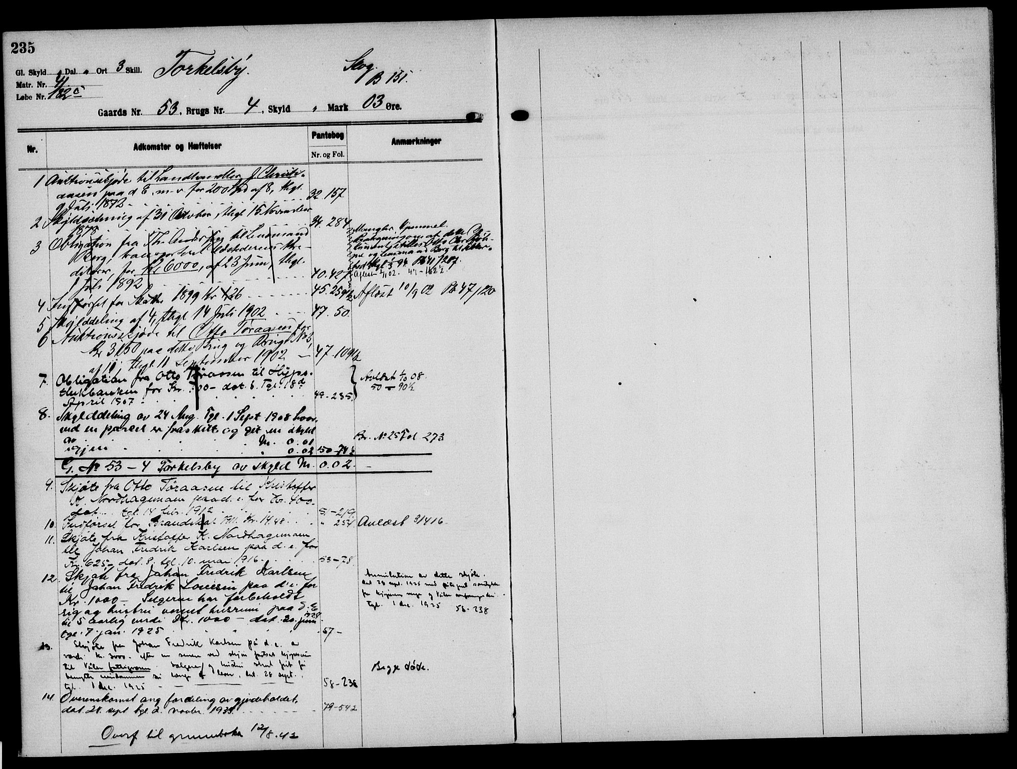 Solør tingrett, AV/SAH-TING-008/H/Ha/Hak/L0004: Mortgage register no. IV, 1900-1935, p. 235