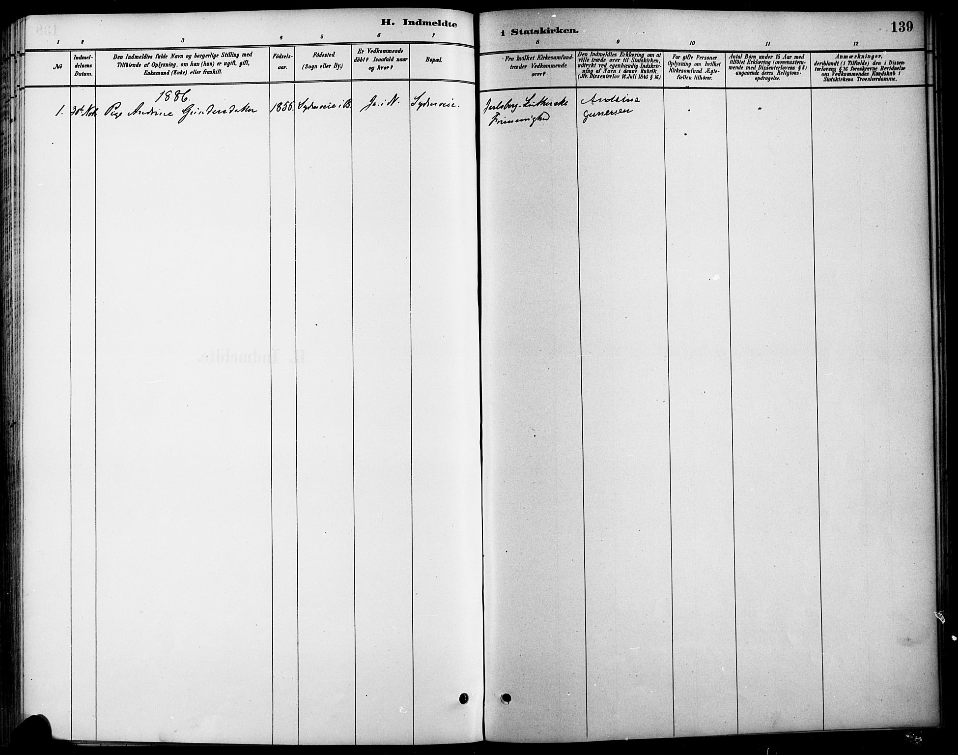 Nannestad prestekontor Kirkebøker, SAO/A-10414a/F/Fa/L0014: Parish register (official) no. I 14, 1881-1890, p. 139