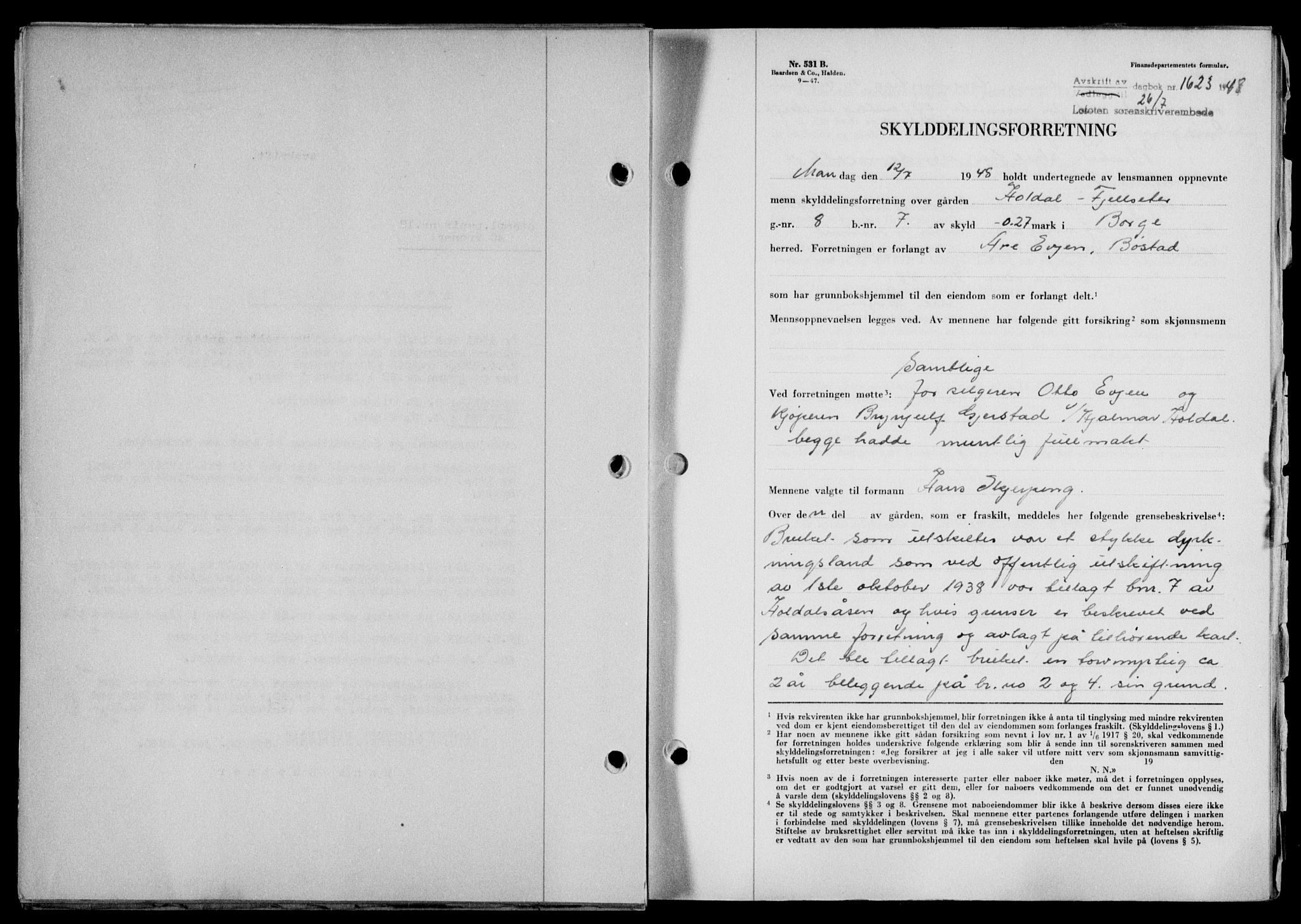 Lofoten sorenskriveri, SAT/A-0017/1/2/2C/L0018a: Mortgage book no. 18a, 1948-1948, Diary no: : 1623/1948