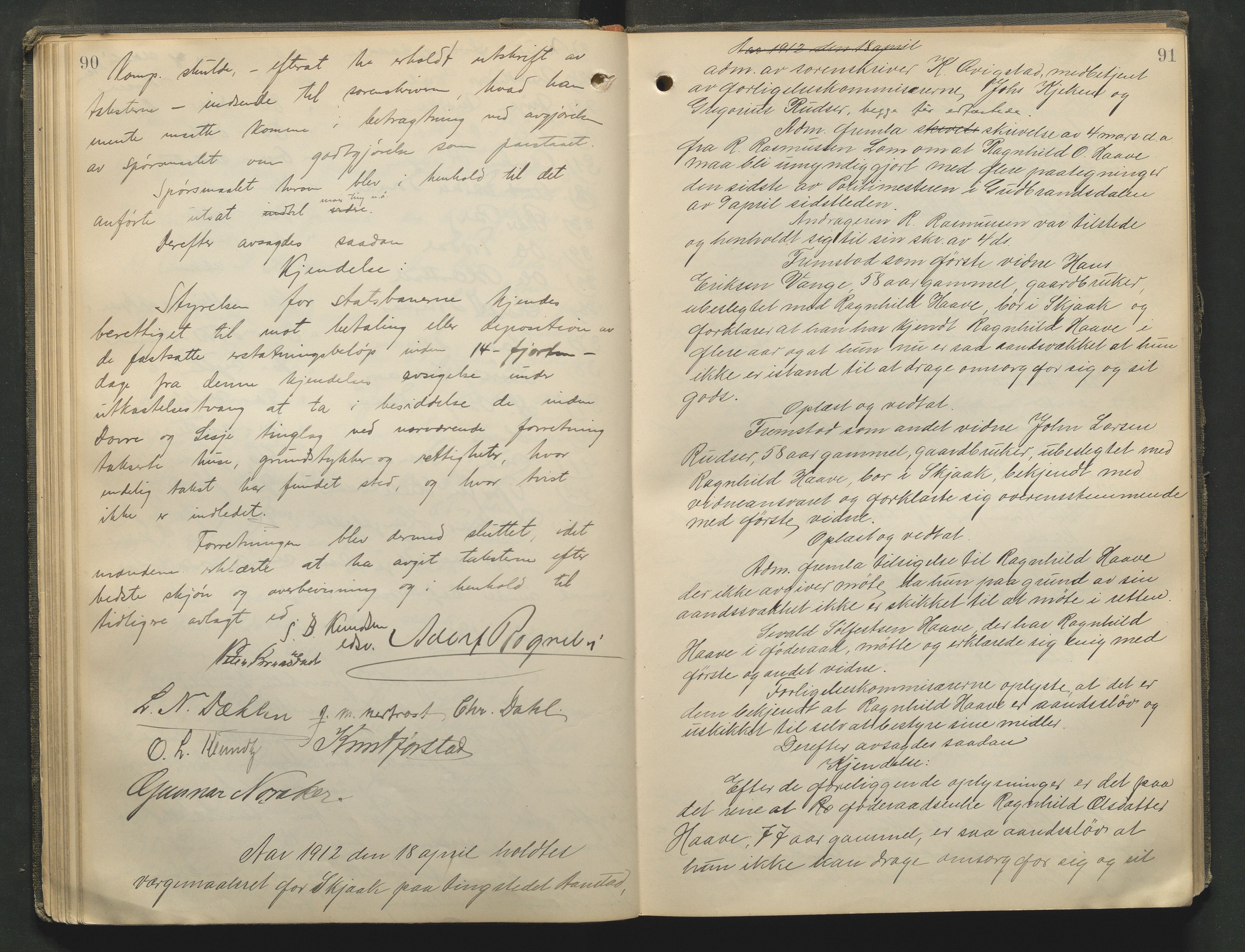 Nord-Gudbrandsdal tingrett, AV/SAH-TING-002/G/Gc/Gcb/L0009: Ekstrarettsprotokoll for åstedssaker, 1910-1913, p. 90-91