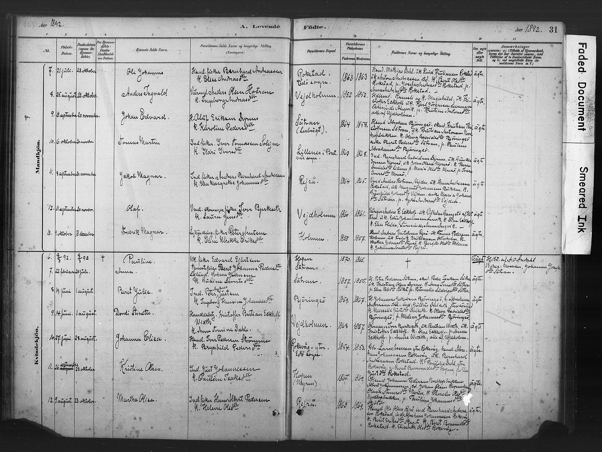 Ministerialprotokoller, klokkerbøker og fødselsregistre - Møre og Romsdal, AV/SAT-A-1454/583/L0954: Parish register (official) no. 583A01, 1880-1906, p. 31