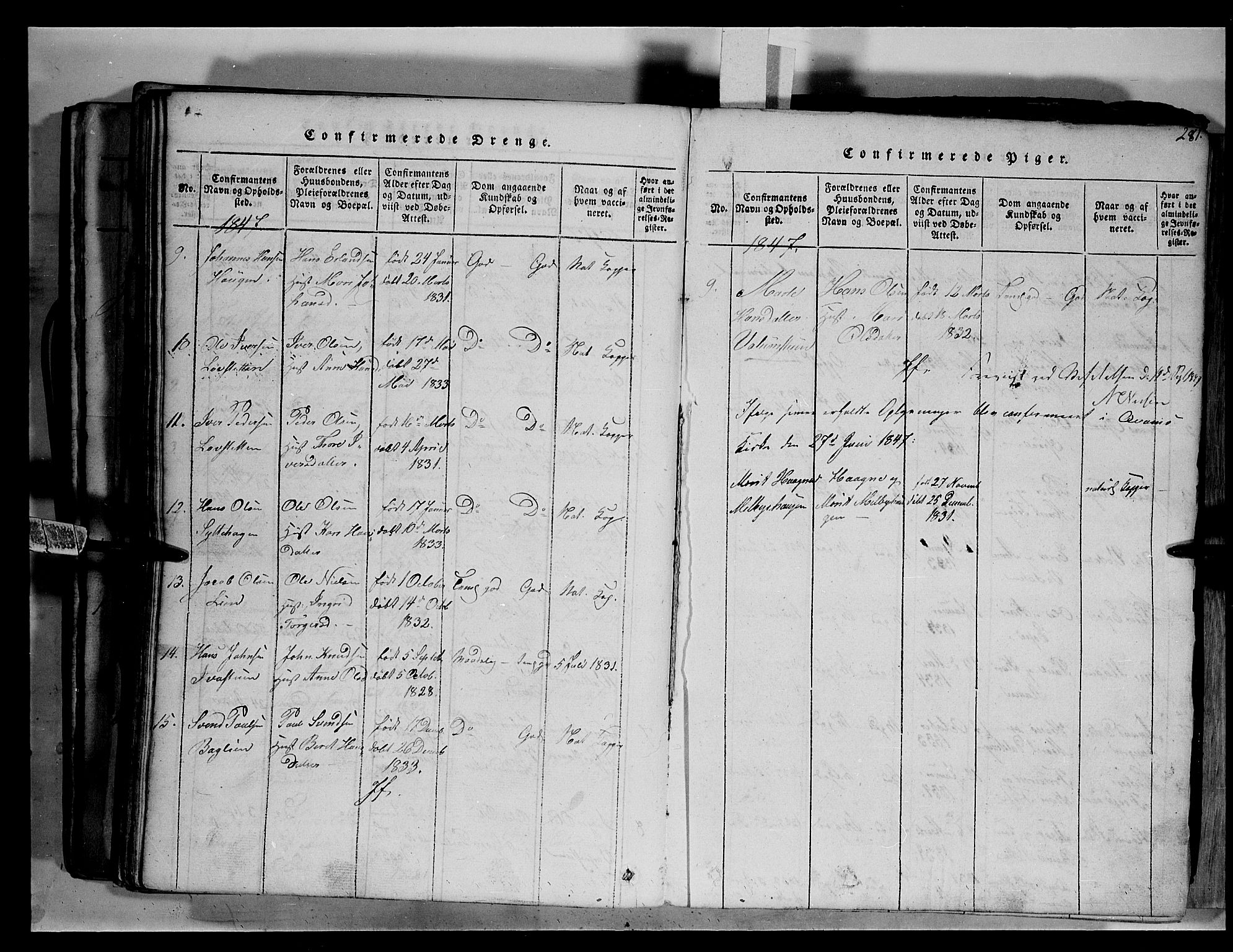 Fron prestekontor, SAH/PREST-078/H/Ha/Hab/L0003: Parish register (copy) no. 3, 1816-1850, p. 281