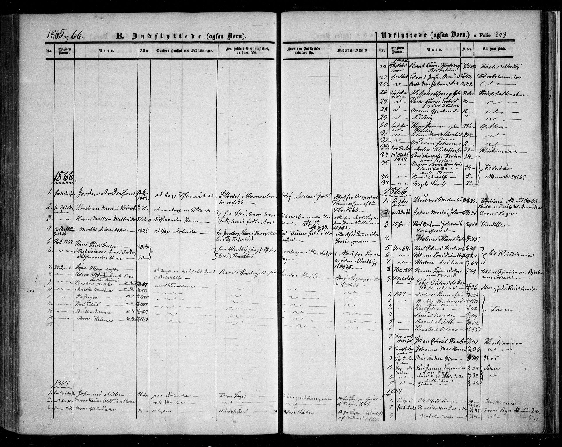 Nesodden prestekontor Kirkebøker, AV/SAO-A-10013/F/Fa/L0007: Parish register (official) no. I 7, 1848-1868, p. 243