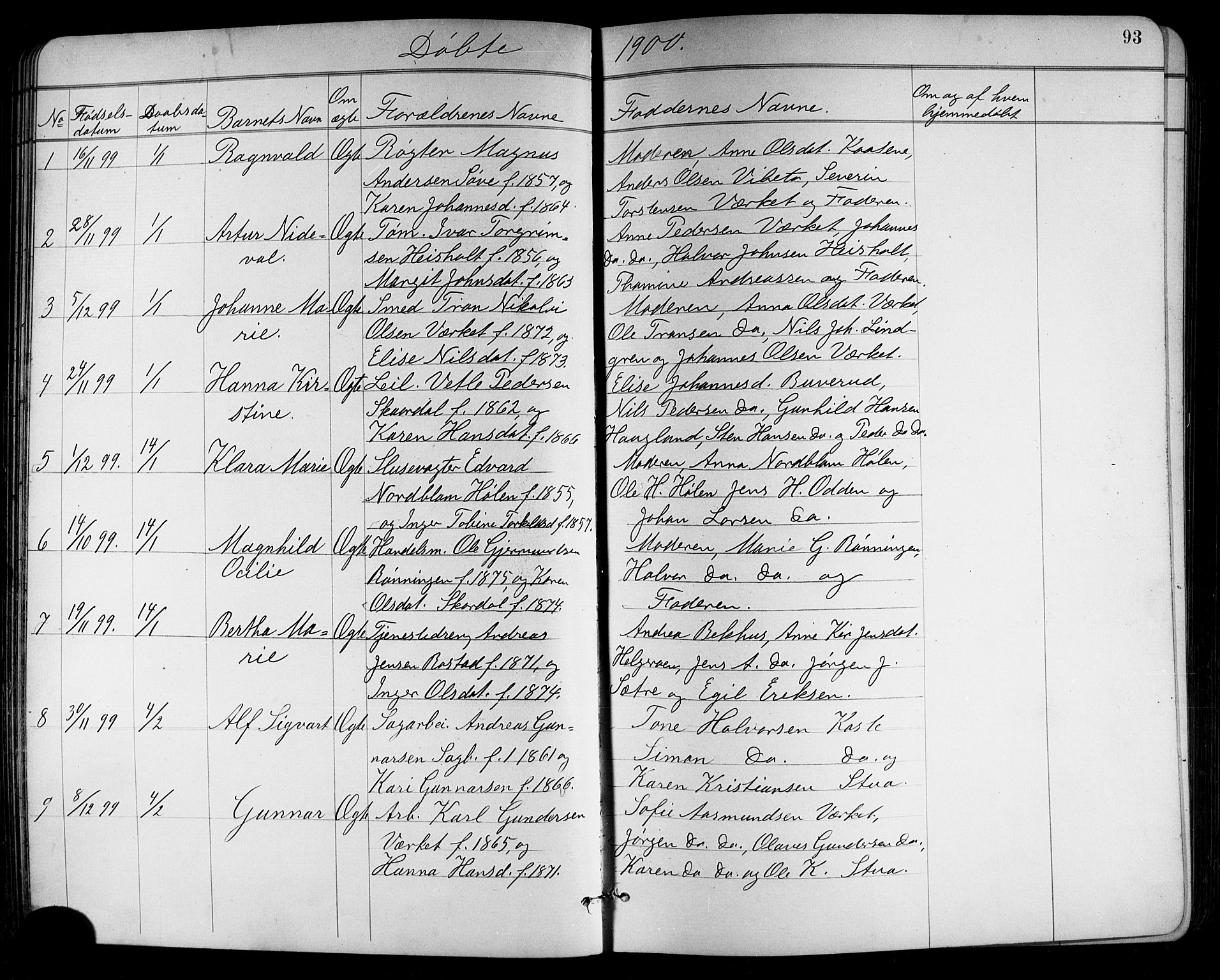 Holla kirkebøker, SAKO/A-272/G/Ga/L0005: Parish register (copy) no. I 5, 1891-1917, p. 93