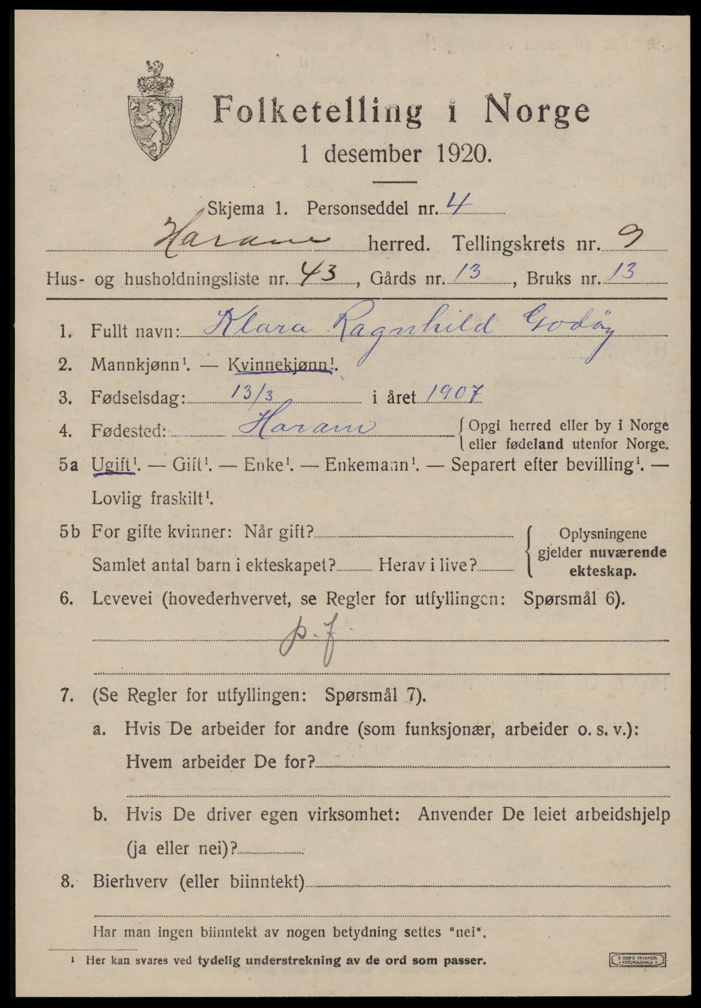 SAT, 1920 census for Haram, 1920, p. 5649