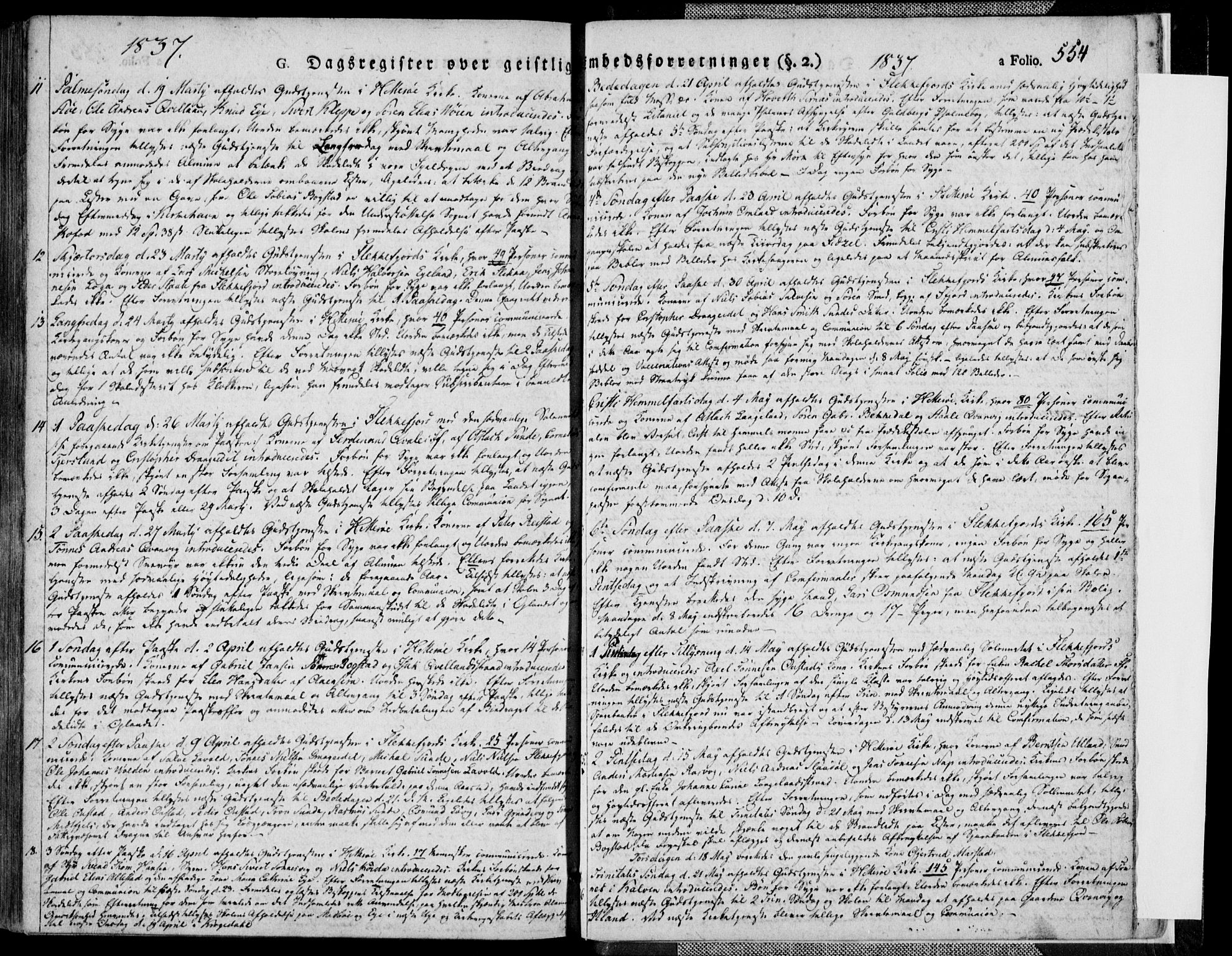 Flekkefjord sokneprestkontor, SAK/1111-0012/F/Fa/Fac/L0003: Parish register (official) no. A 3, 1826-1841, p. 554