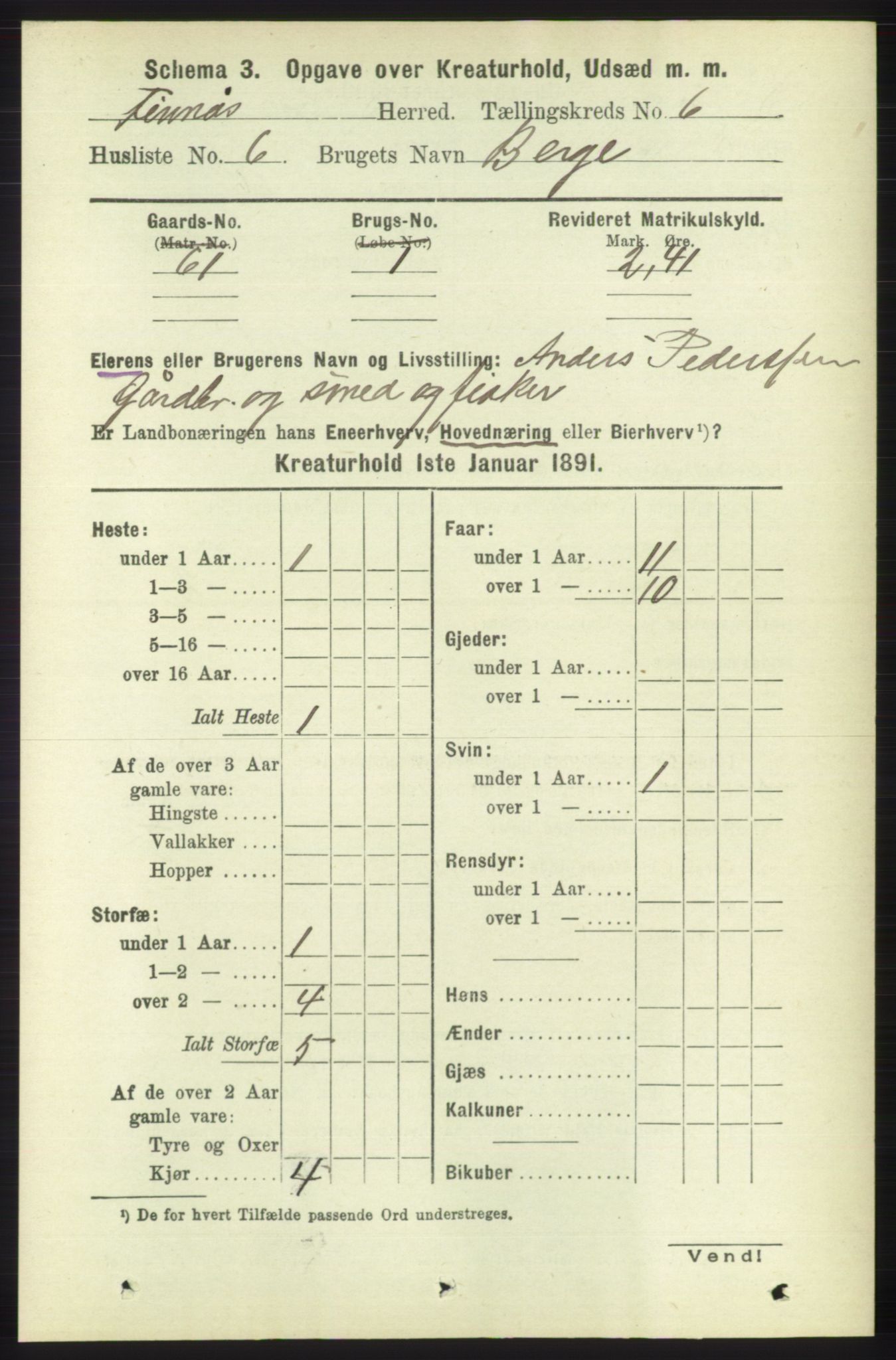 RA, 1891 census for 1218 Finnås, 1891, p. 6634